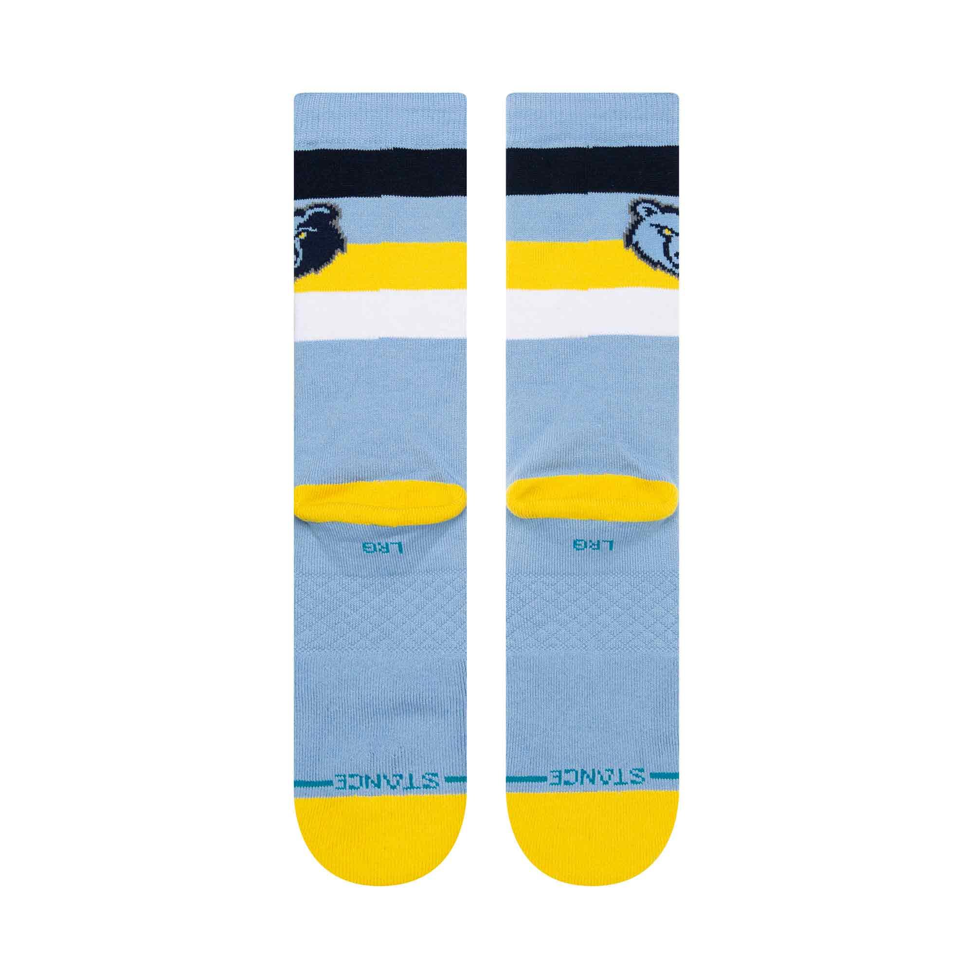 Stance Socks Large (9-12 US) Memphis Grizzlies Stance NBA Team Stripe Crew Socks - Blue