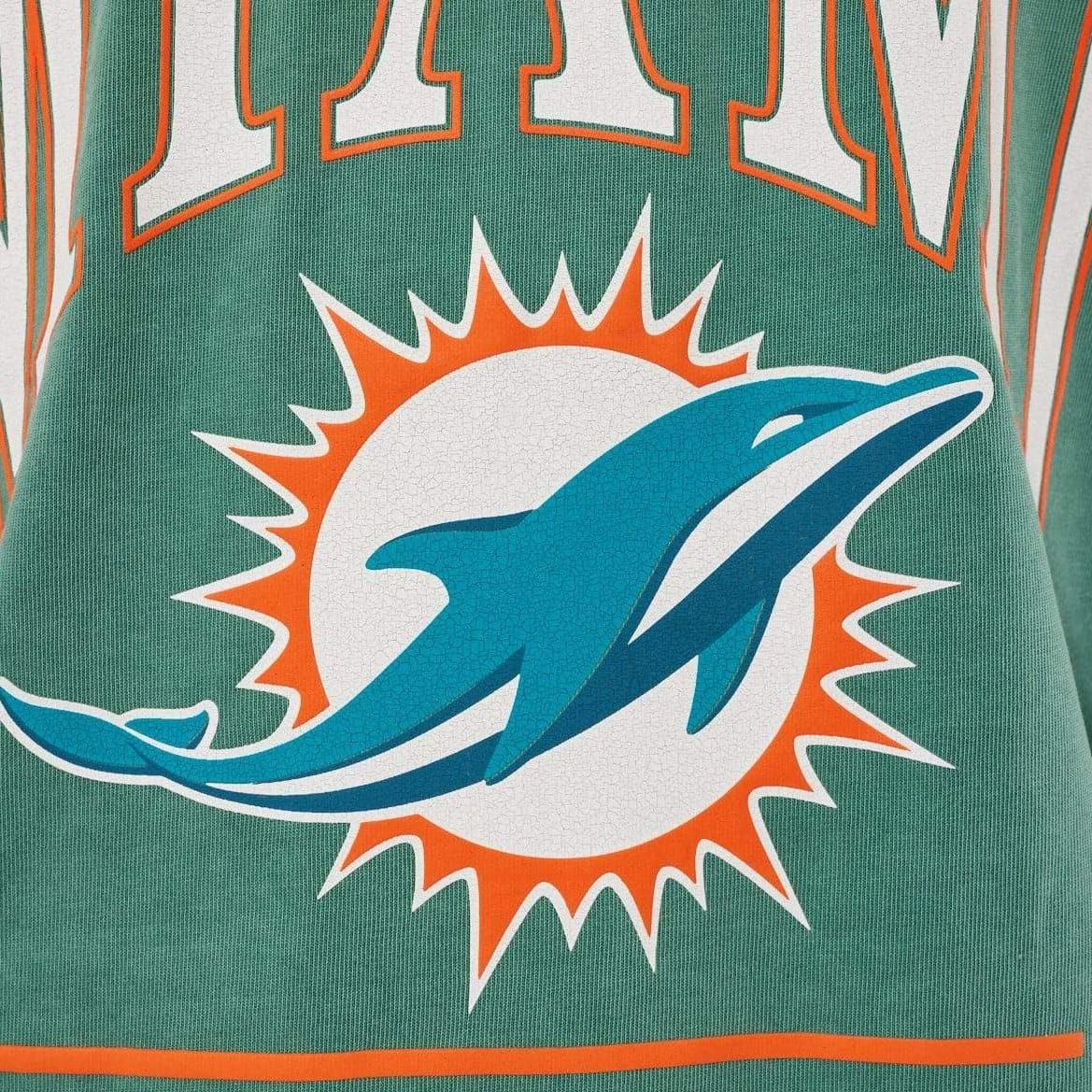 Majestic Athletic T-Shirts Miami Dolphins Majestic NFL Vintage Arch Oversized T-Shirt - Faded Teal
