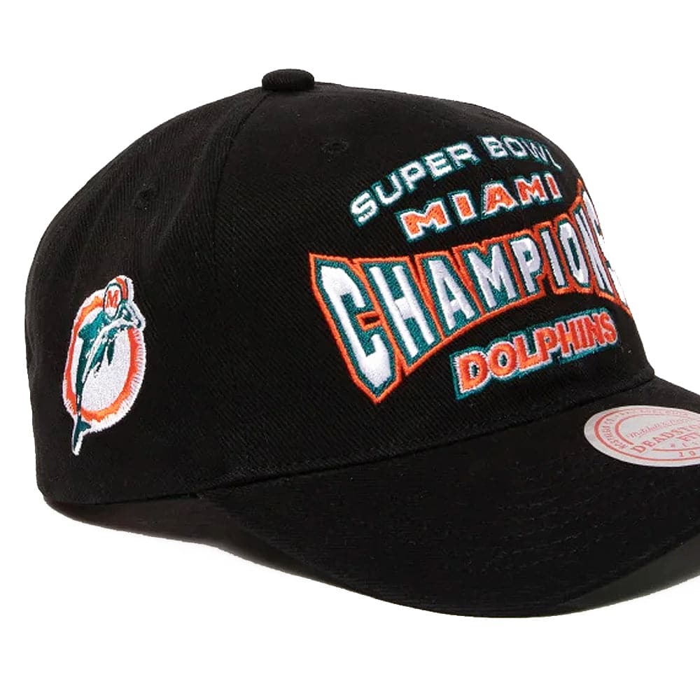 Mitchell And Ness Caps Miami Dolphins Mitchell & Ness NFL 73 Champs Deadstock Snapback Hat - Black