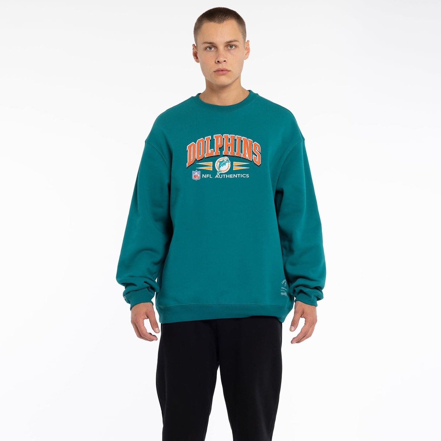 Mitchell And Ness Jumpers Miami Dolphins Mitchell & Ness NFL Authentics Vintage Crew Jumper - Teal