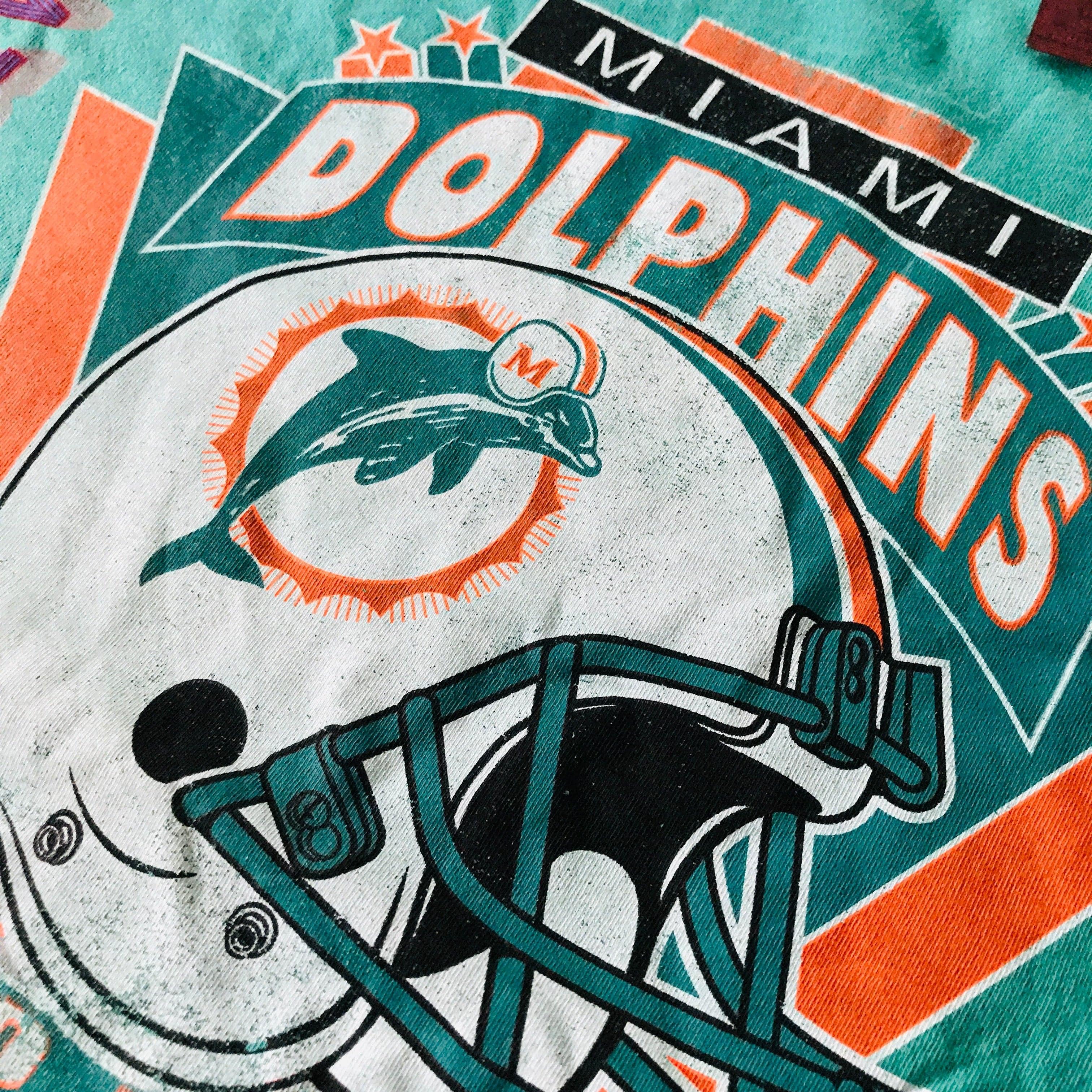 Mitchell And Ness Jumpers Miami Dolphins Mitchell & Ness NFL Champs Vintage Crew Jumper - Faded Teal