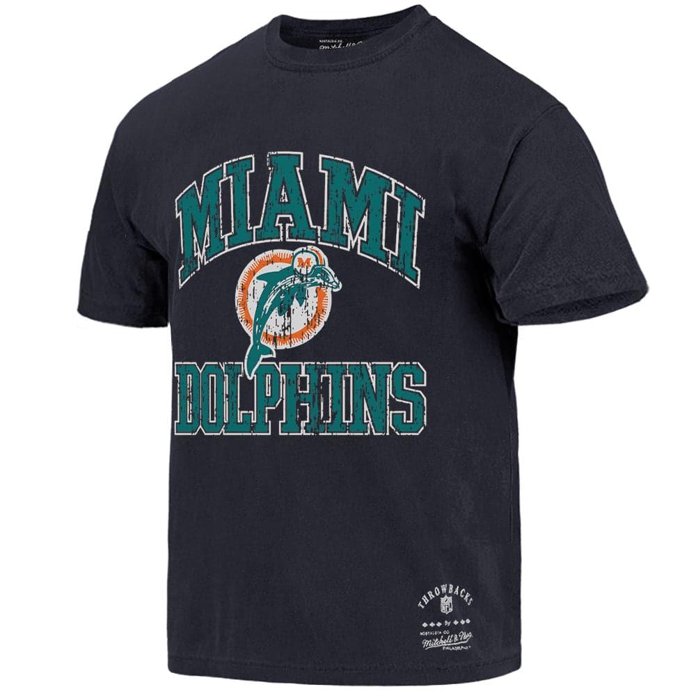 Mitchell And Ness T-Shirts Miami Dolphins Mitchell & Ness NFL Ivy Arch Vintage T-Shirt - Faded Black