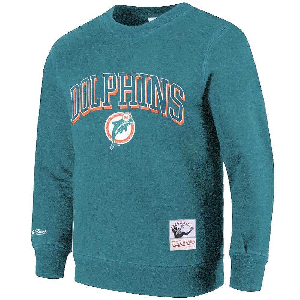 Mitchell And Ness Jumpers Miami Dolphins Mitchell & Ness NFL Keyline Vintage Crew Jumper - Faded Teal