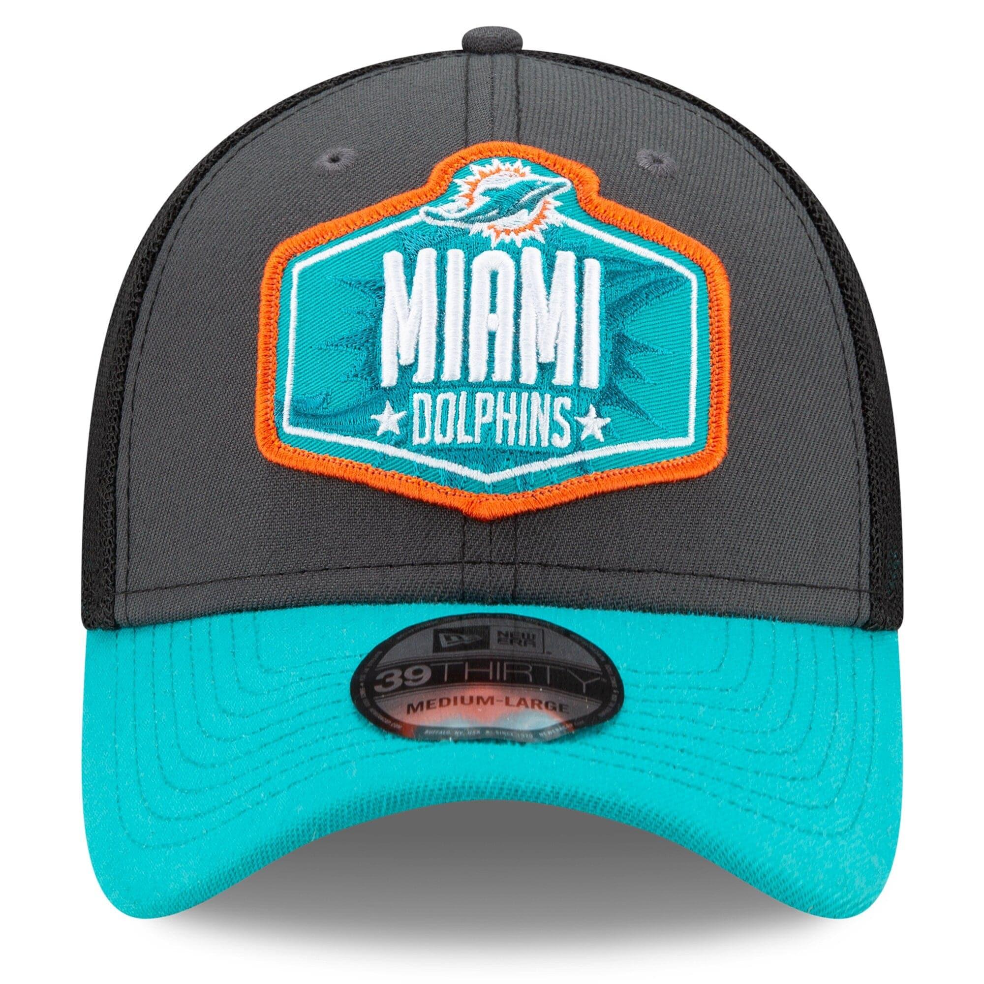 New Era Caps Miami Dolphins New Era 2021 NFL Draft 39THIRTY Flex Fit Curve Hat - Graphite
