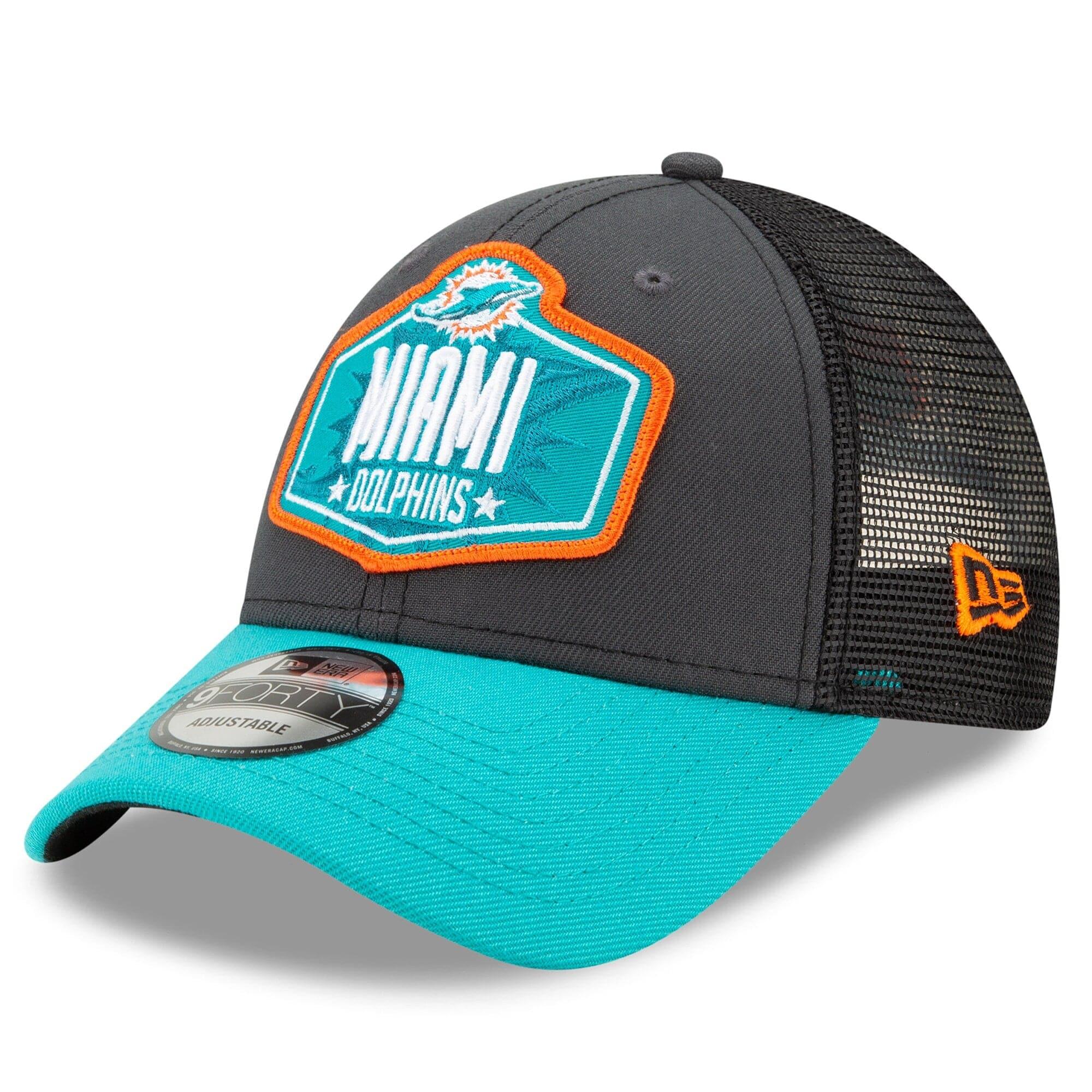 New Era Caps Miami Dolphins New Era 2021 NFL Draft 9FORTY Snapback Curve Hat - Graphite