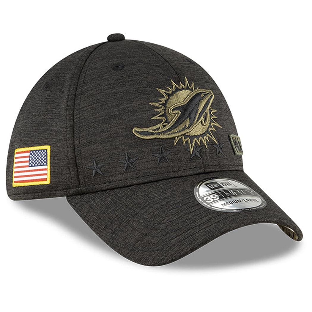 New Era Caps Miami Dolphins New Era NFL 2020 Sideline 39THIRTY Flex Fit Curve Hat - Black