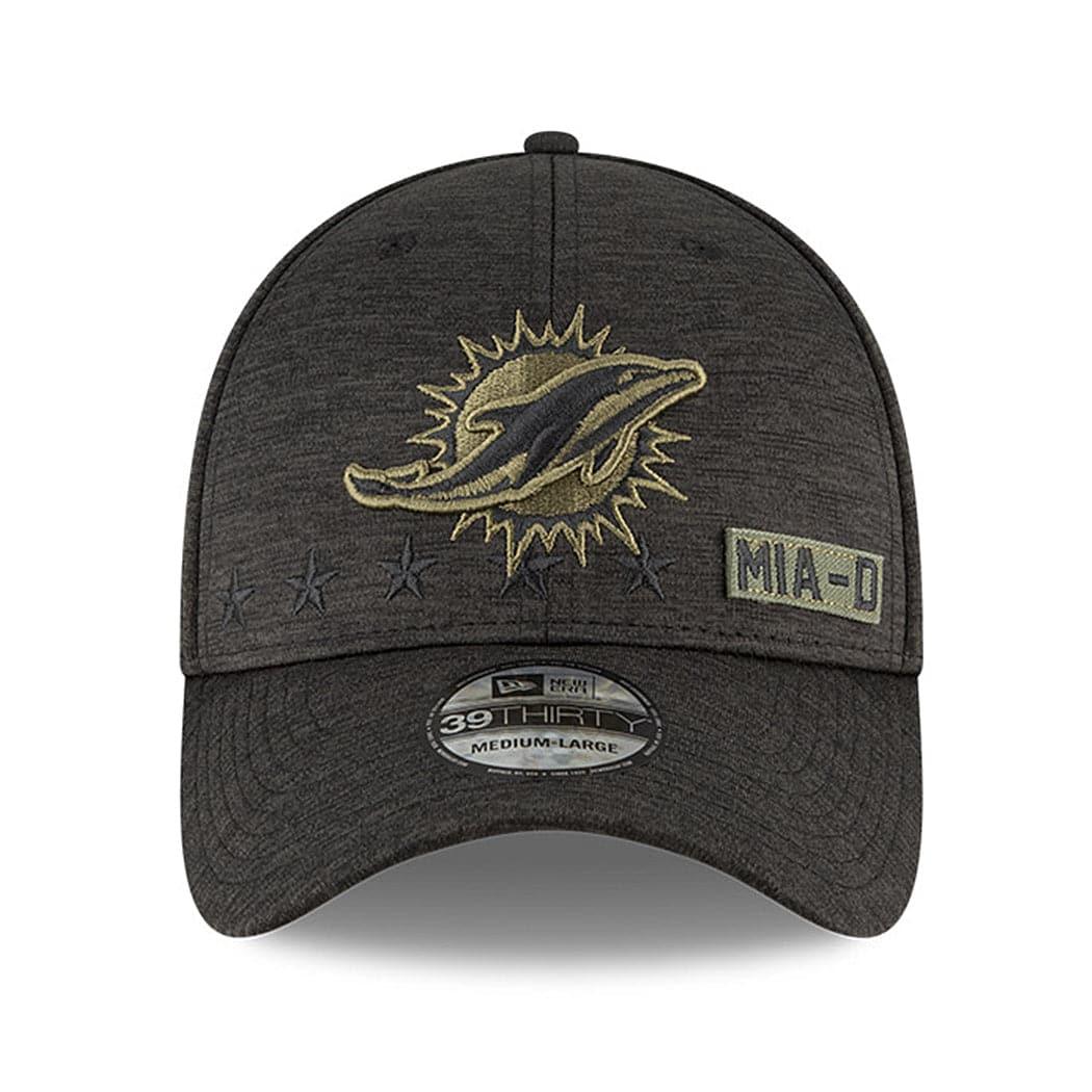 New Era Caps Miami Dolphins New Era NFL 2020 Sideline 39THIRTY Flex Fit Curve Hat - Black