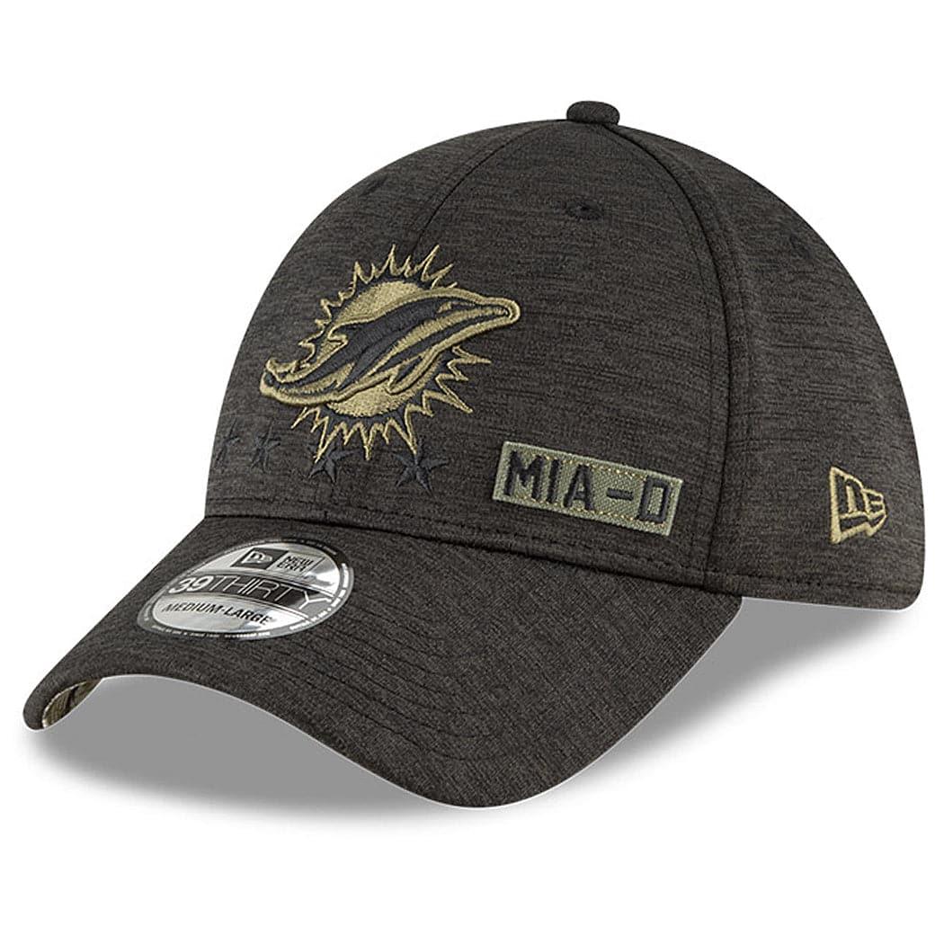 New Era Caps Miami Dolphins New Era NFL 2020 Sideline 39THIRTY Flex Fit Curve Hat - Black