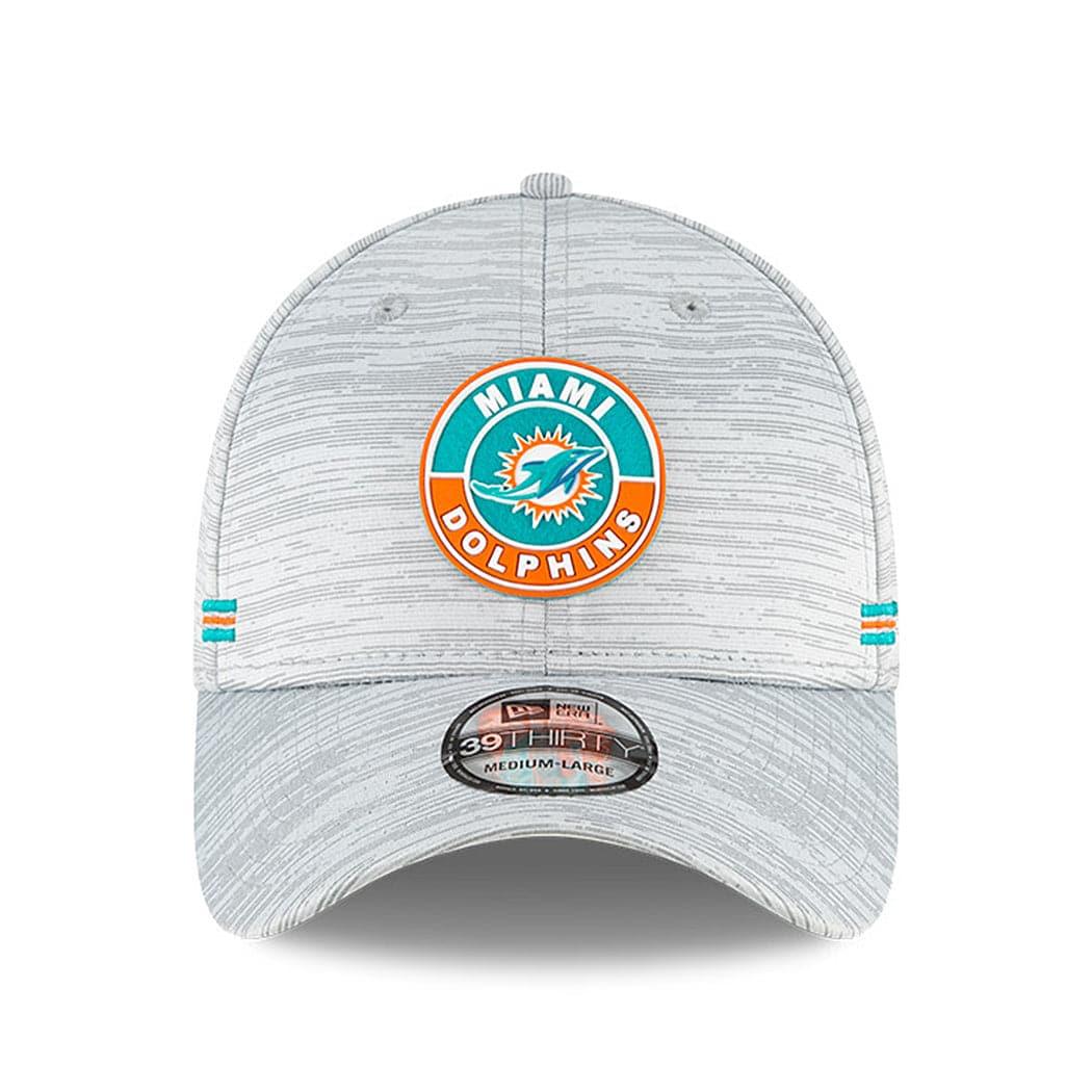 New Era Caps Miami Dolphins New Era NFL 2020 Sideline 39THIRTY Flex Fit Curve Hat - Grey