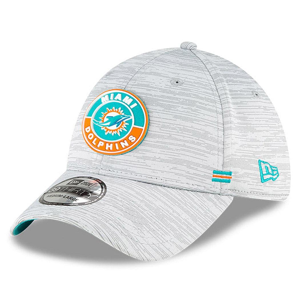 New Era Caps Miami Dolphins New Era NFL 2020 Sideline 39THIRTY Flex Fit Curve Hat - Grey