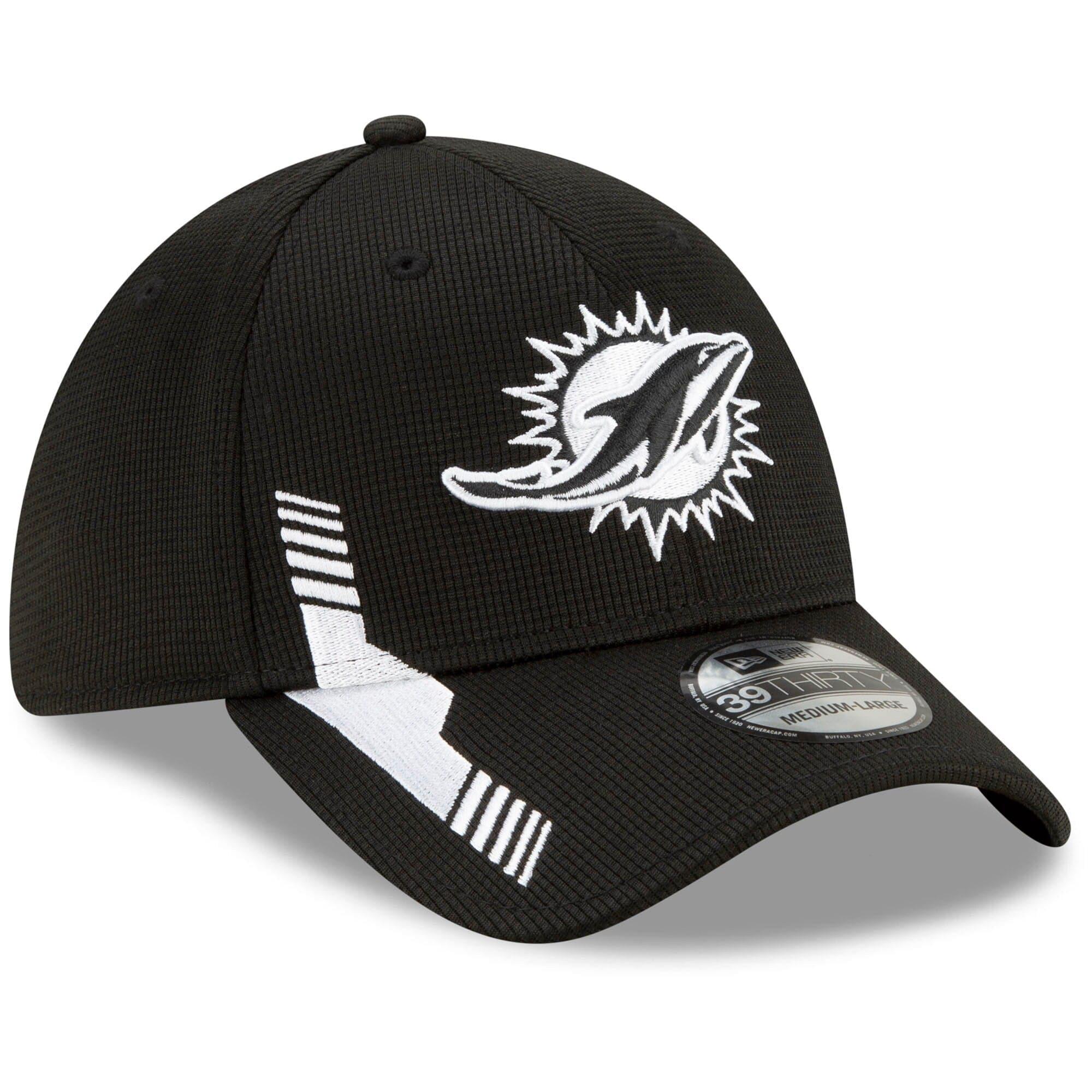 New Era Caps Miami Dolphins New Era NFL 2021 Sideline Home 39THIRTY Flex Fit Hat - Black