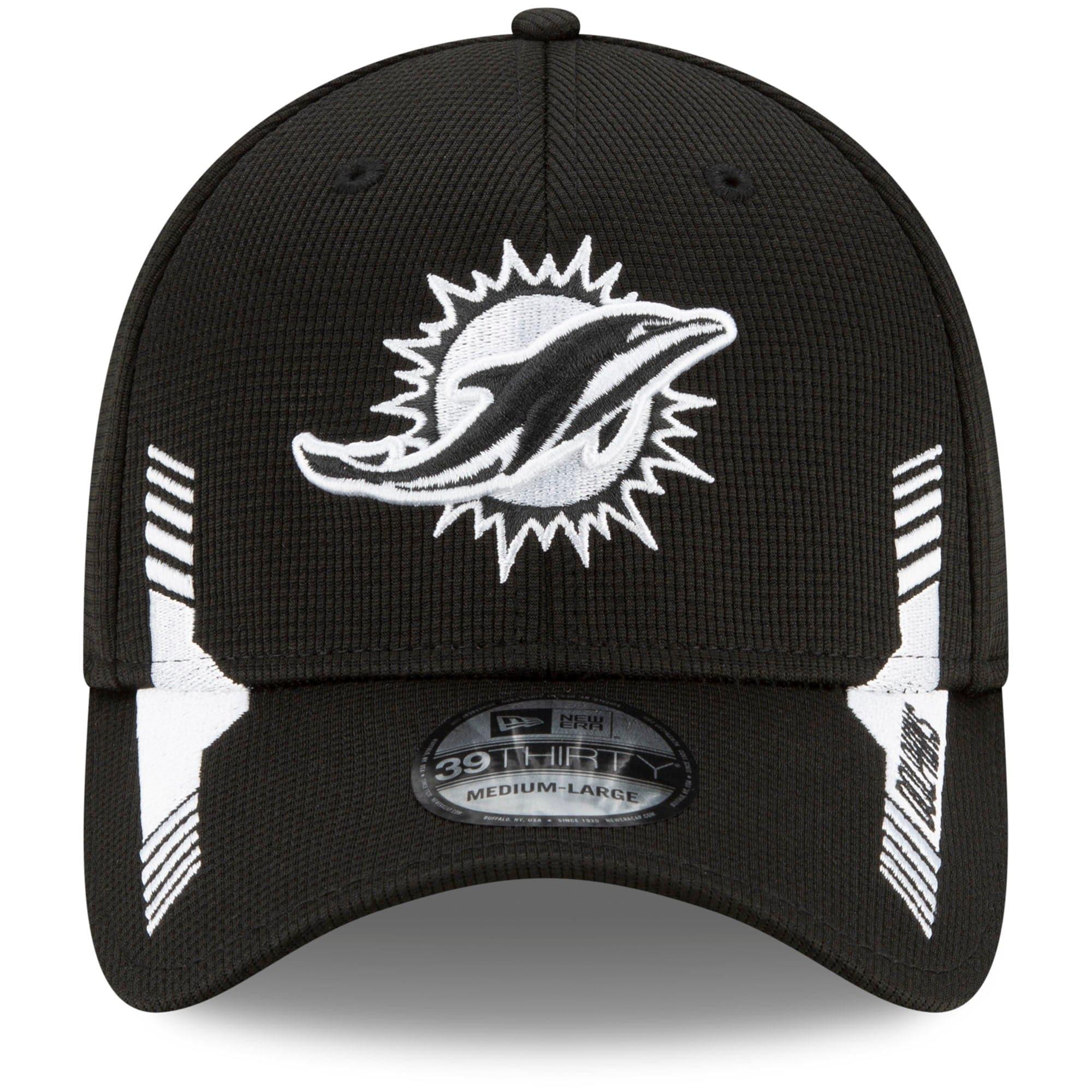 New Era Caps Miami Dolphins New Era NFL 2021 Sideline Home 39THIRTY Flex Fit Hat - Black