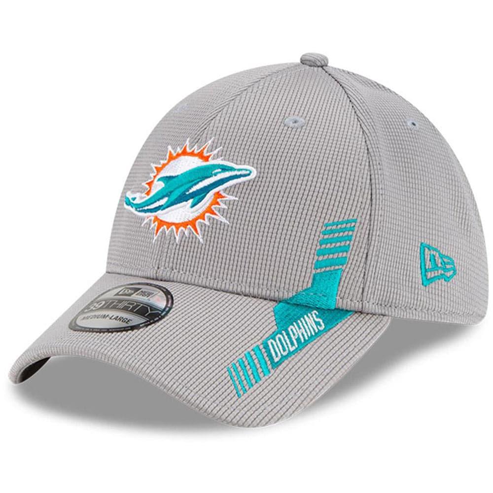 New Era Caps Miami Dolphins New Era NFL 2021 Sideline Home 39THIRTY Flex Fit Hat - Grey