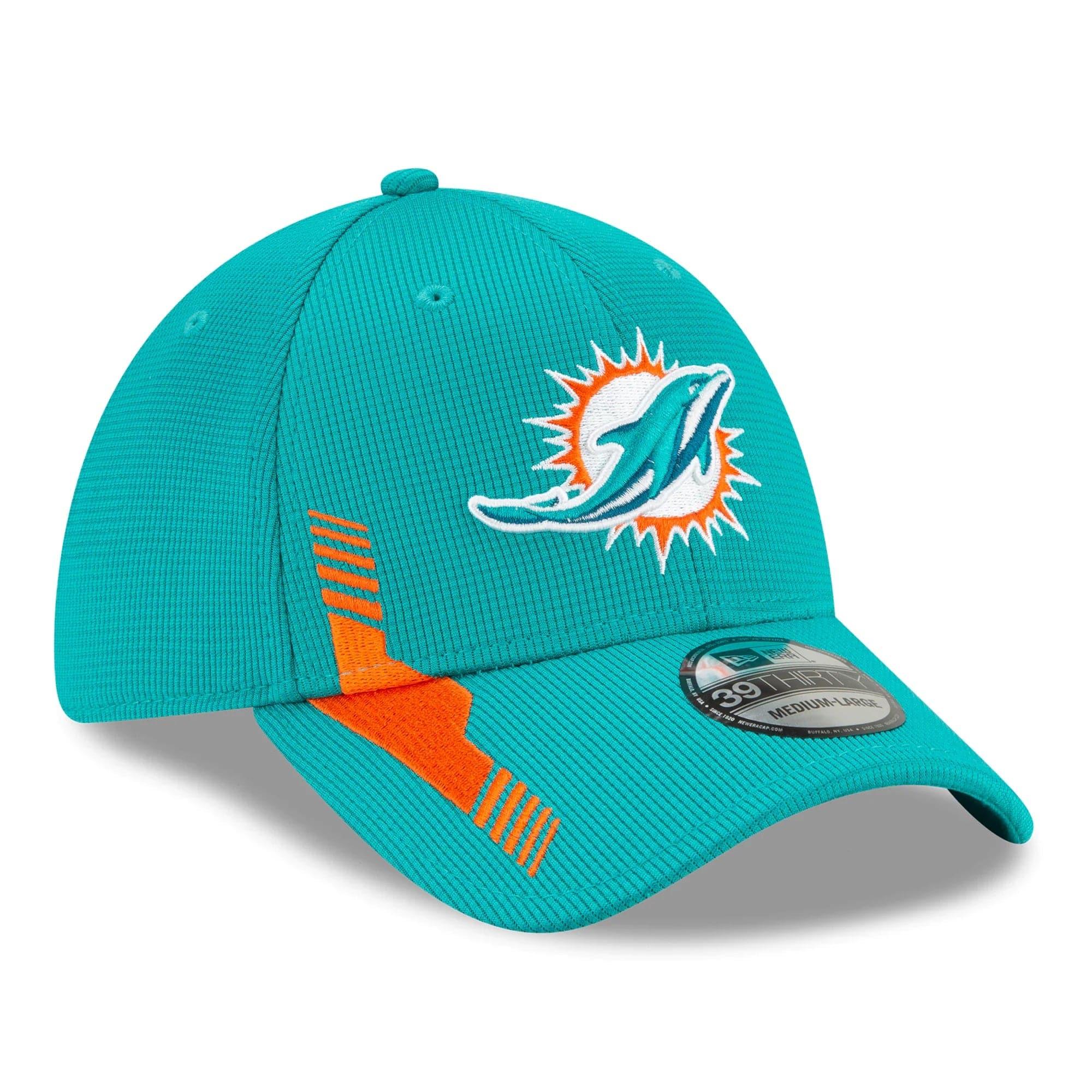 New Era Caps Miami Dolphins New Era NFL 2021 Sideline Home 39THIRTY Flex Fit Hat - Turquoise