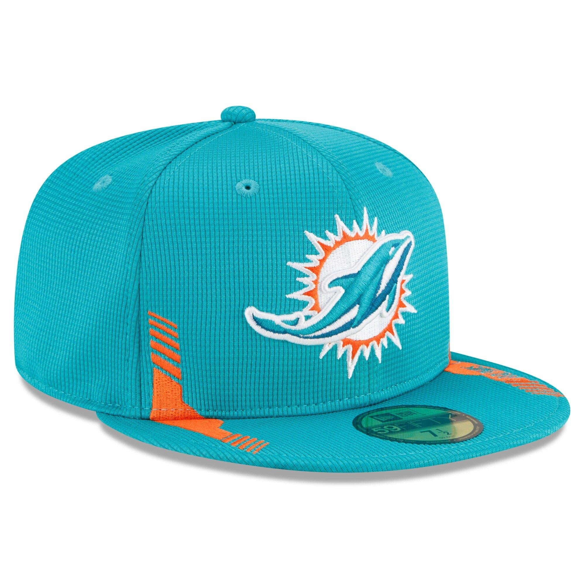 New Era Caps Miami Dolphins New Era NFL 2021 Sideline Home 59FIFTY Fitted Hat - Turquoise