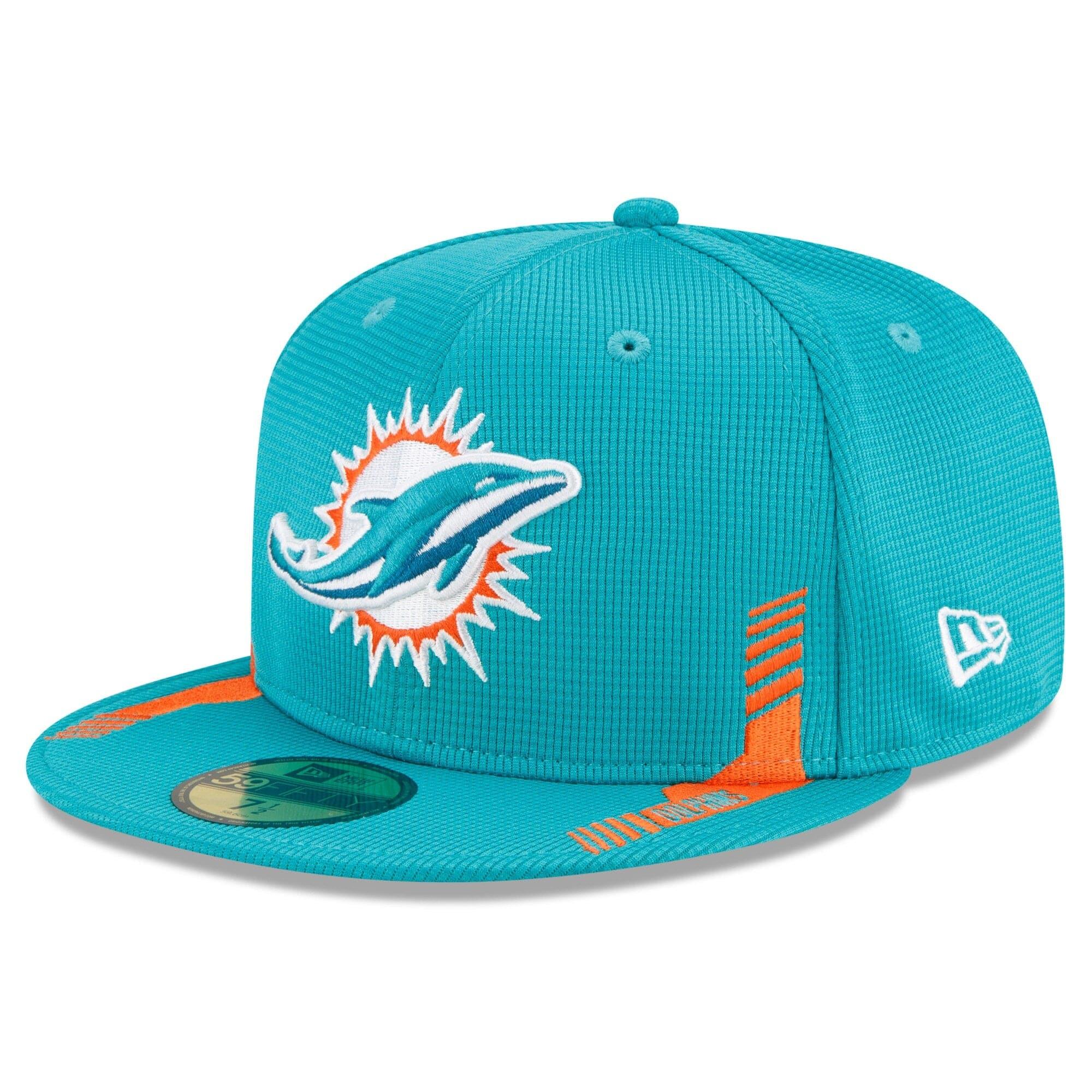 New Era Caps Miami Dolphins New Era NFL 2021 Sideline Home 59FIFTY Fitted Hat - Turquoise