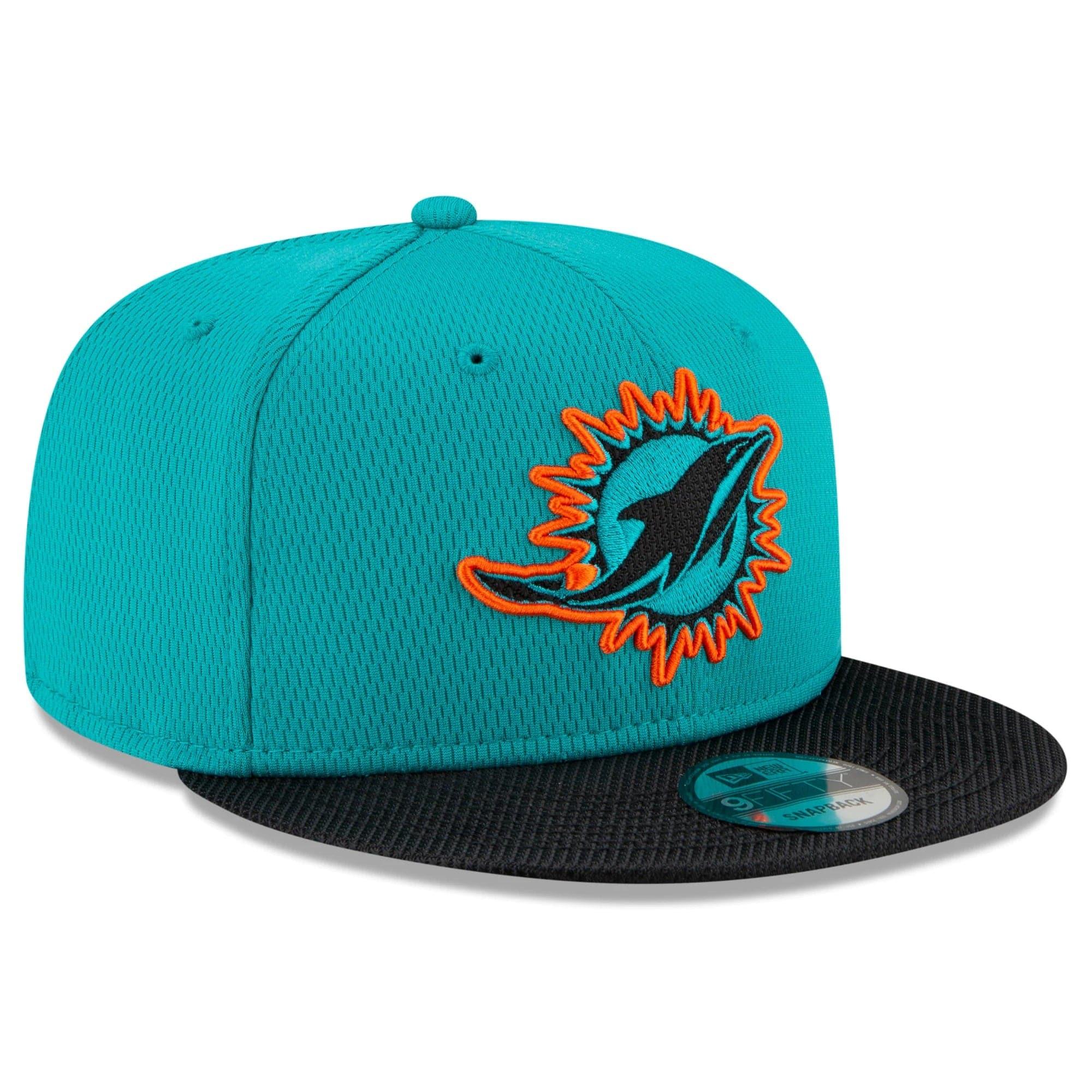 New Era Caps Miami Dolphins New Era NFL 2021 Sideline Road 9FIFTY Snapback Hat - Aqua
