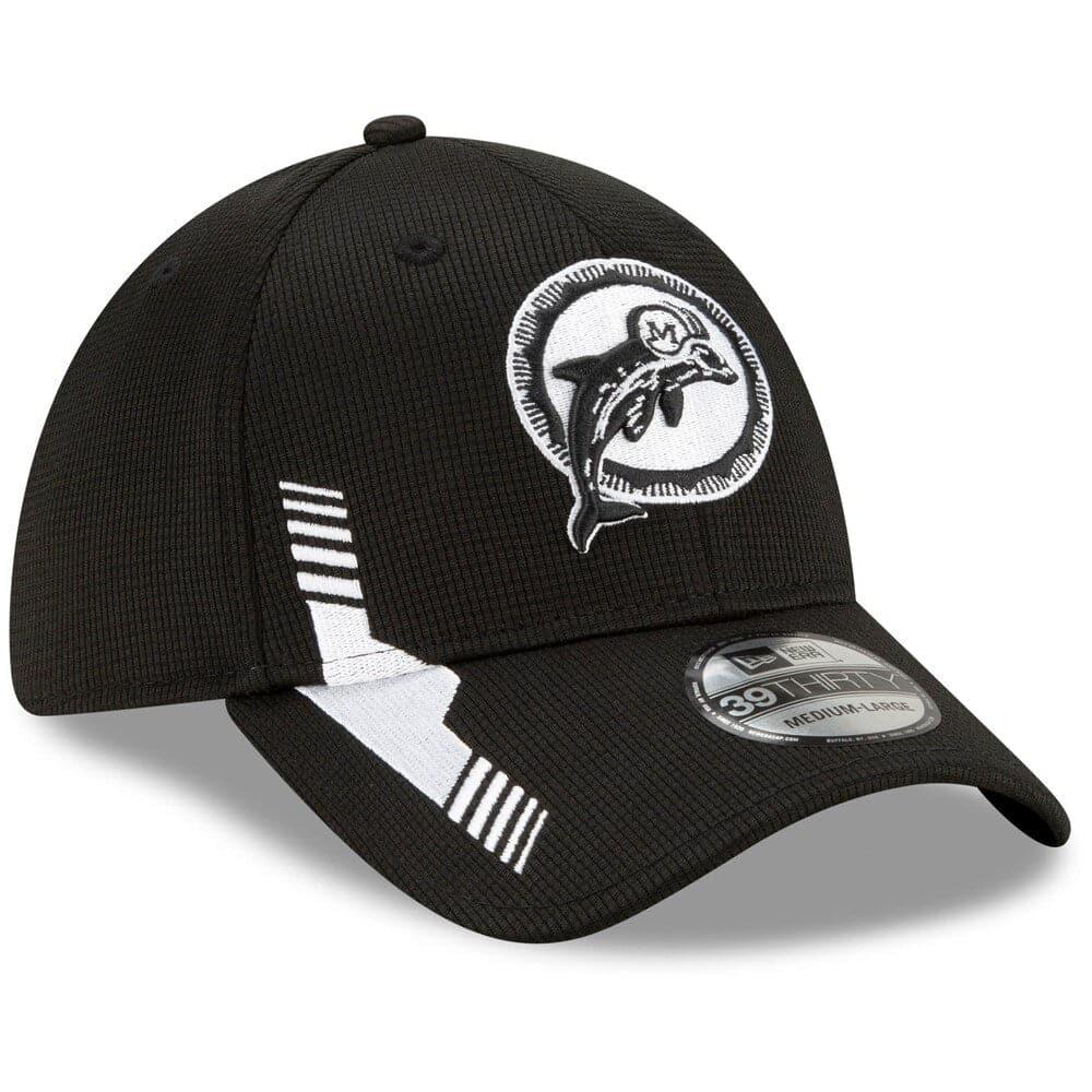 New Era Caps Miami Dolphins New Era NFL 2021 Sideline Throwback 39THIRTY Flex Fit Hat - Black