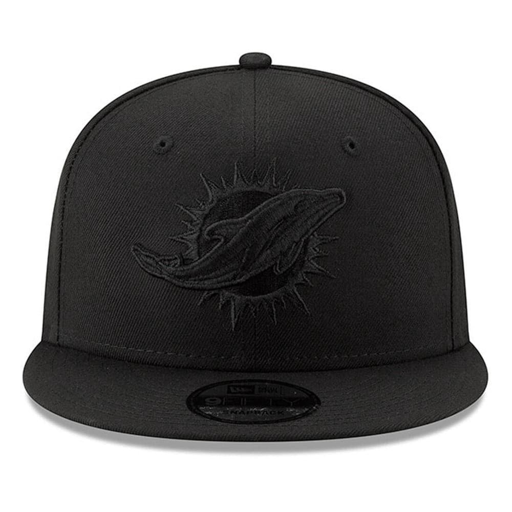 New Era Caps Miami Dolphins New Era NFL Black On Black 9FIFTY Snapback Hat - Black