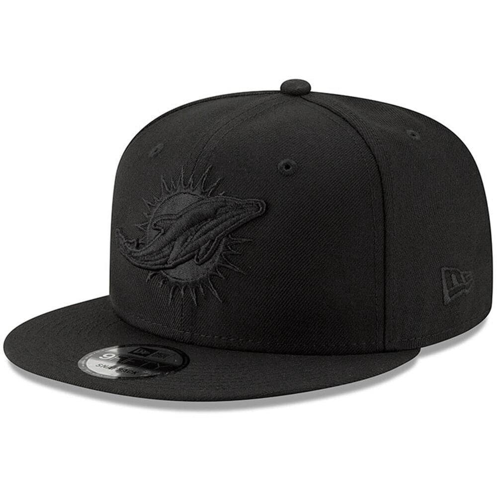 New Era Caps Miami Dolphins New Era NFL Black On Black 9FIFTY Snapback Hat - Black