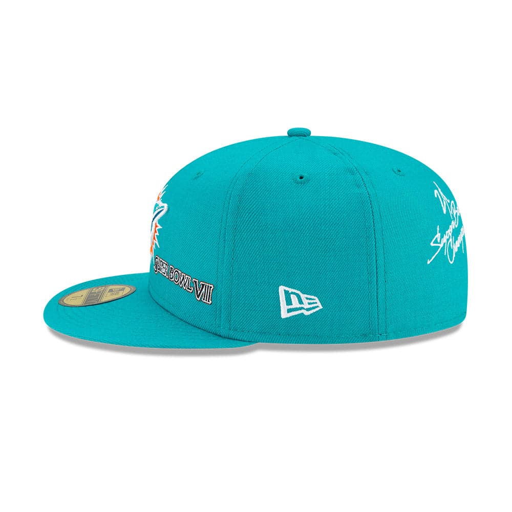 New Era Caps Miami Dolphins New Era NFL Champions Patch 59FIFTY Fitted Hat - Aqua