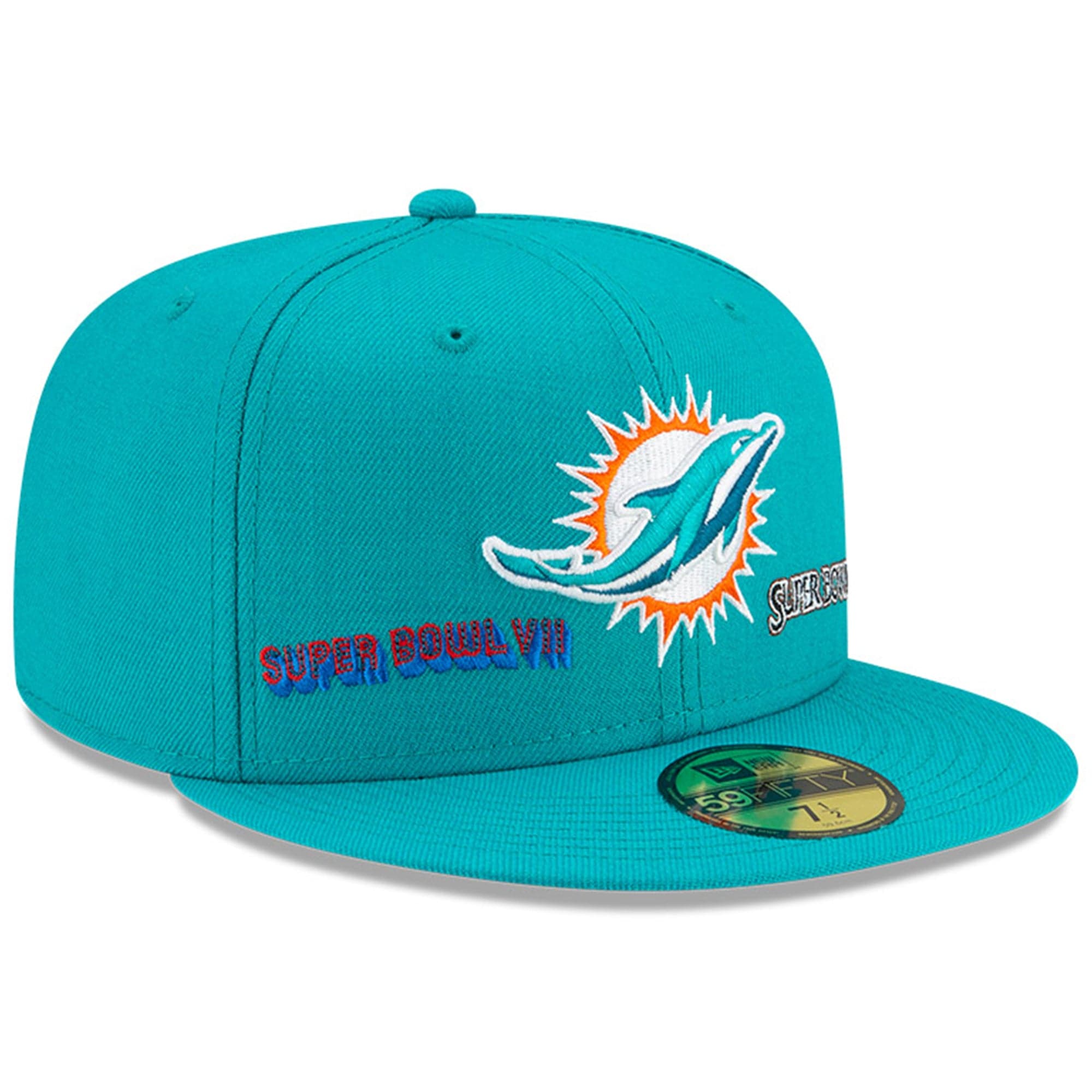 New Era Caps Miami Dolphins New Era NFL Champions Patch 59FIFTY Fitted Hat - Aqua