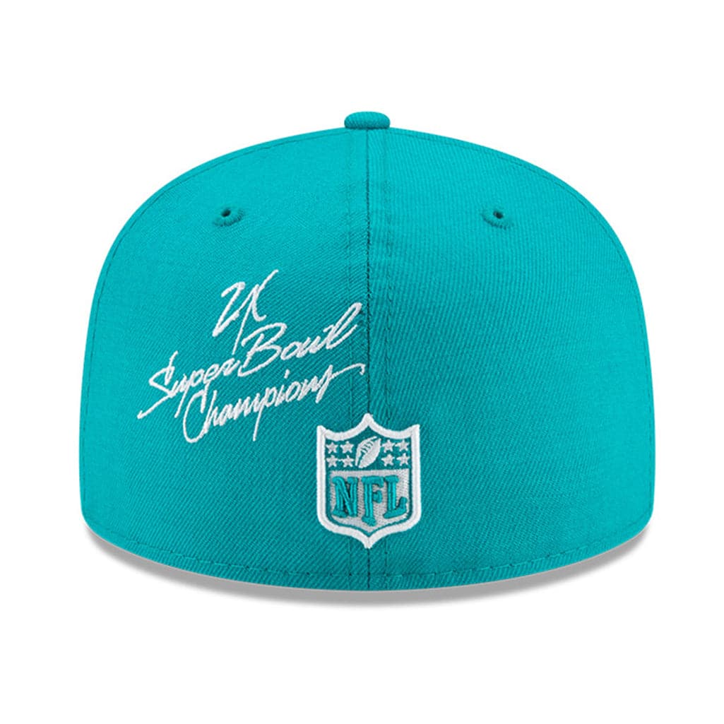 New Era Caps Miami Dolphins New Era NFL Champions Patch 59FIFTY Fitted Hat - Aqua
