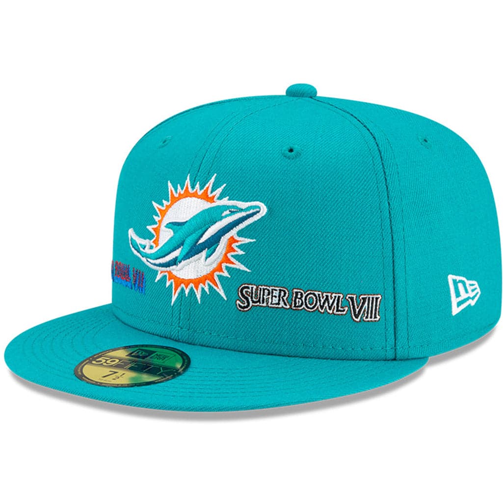 New Era Caps Miami Dolphins New Era NFL Champions Patch 59FIFTY Fitted Hat - Aqua