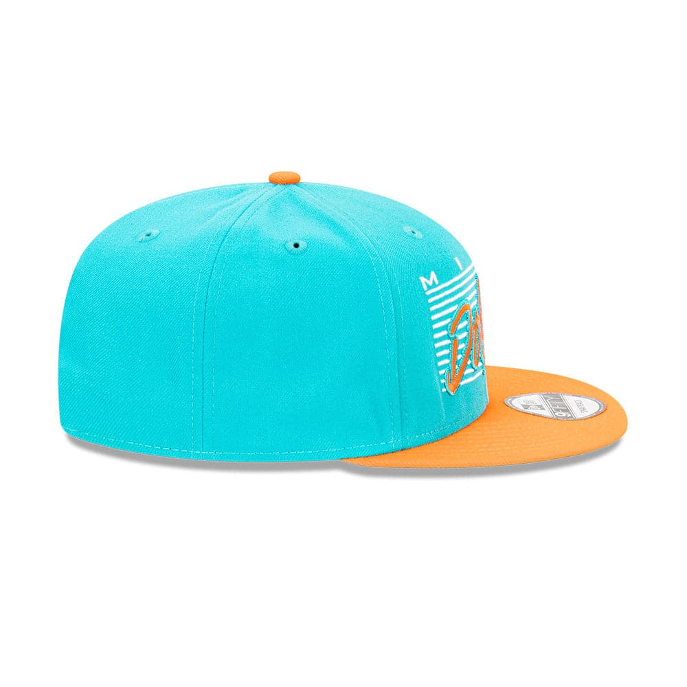 New Era Caps Miami Dolphins New Era NFL Script Block 9FIFTY Snapback Hat - Aqua