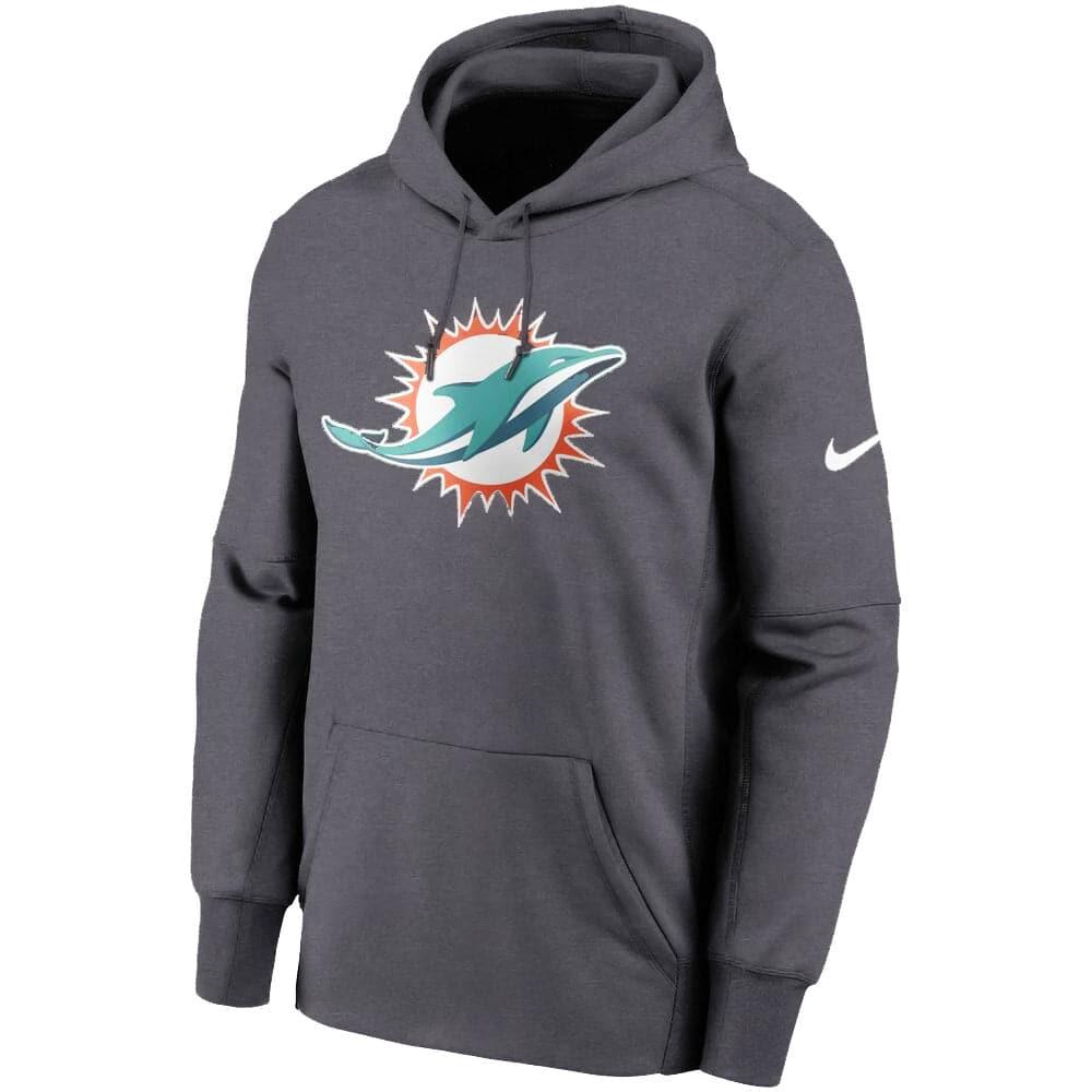 Nike Jumpers Miami Dolphins Nike NFL Prime Logo Therma Hoodie Jumper - Anthracite