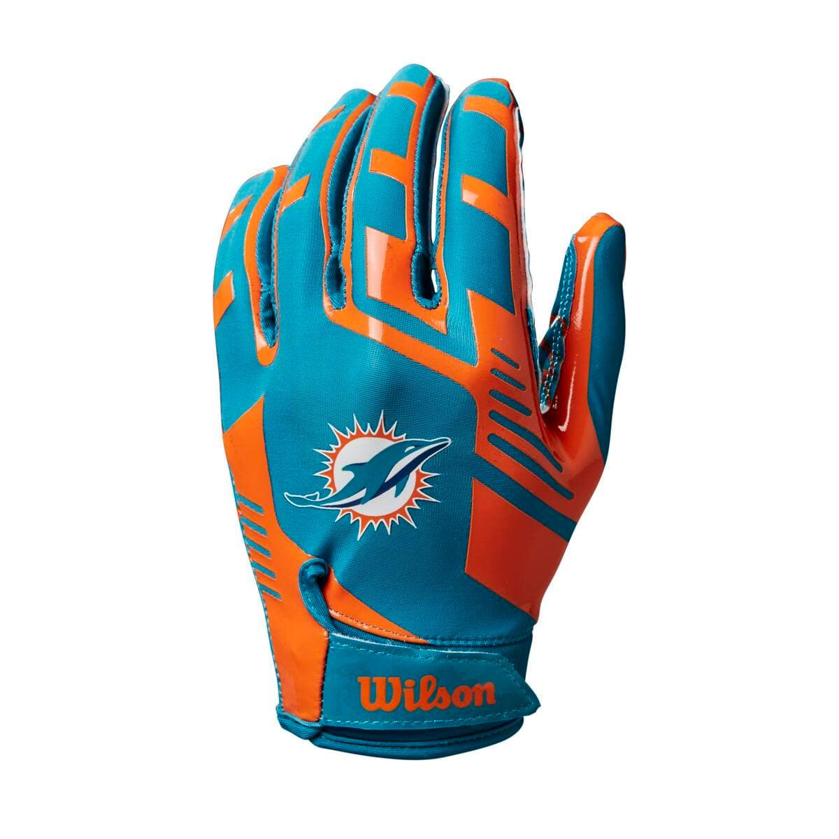 Wilson Sporting Goods Gloves Miami Dolphins Wilson NFL Team Stretch Fit Receiver Gloves
