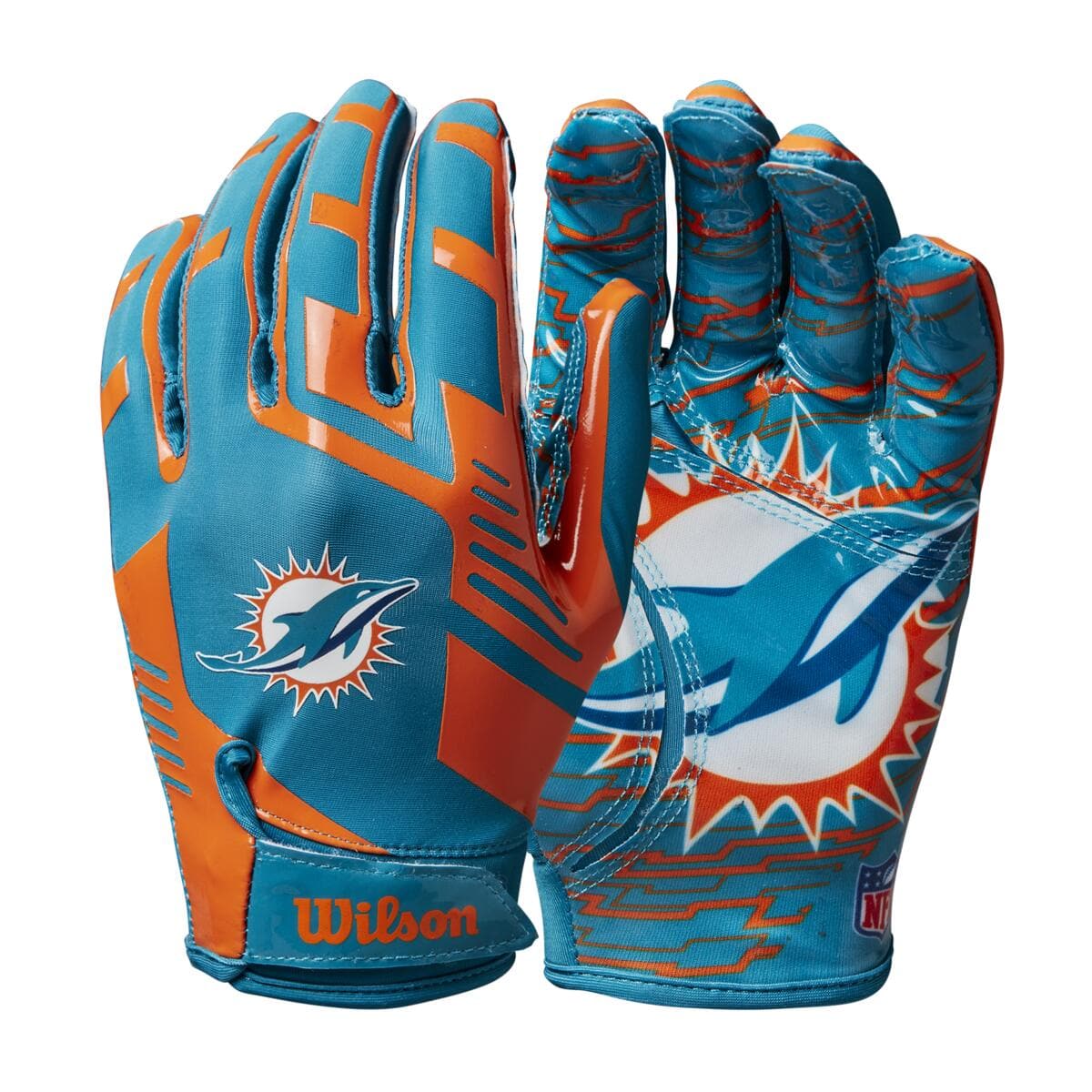 Wilson Sporting Goods Gloves Miami Dolphins Wilson NFL Team Stretch Fit Receiver Gloves