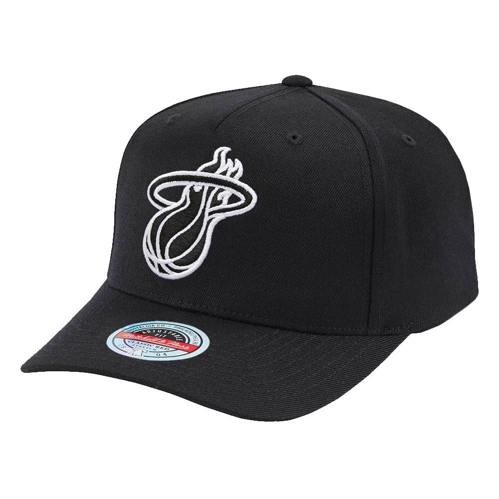 Mitchell And Ness Caps Miami Heat Mitchell & Ness NBA Black & White Classic Red Curve Snapback Hat