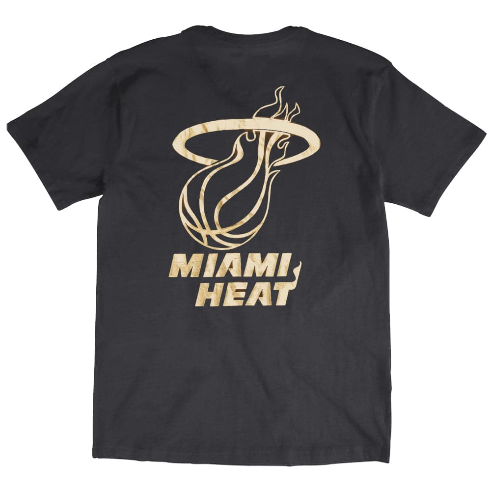 Mitchell And Ness T-Shirts Miami Heat Mitchell & Ness NBA Foil Logo T-Shirt - Faded Black