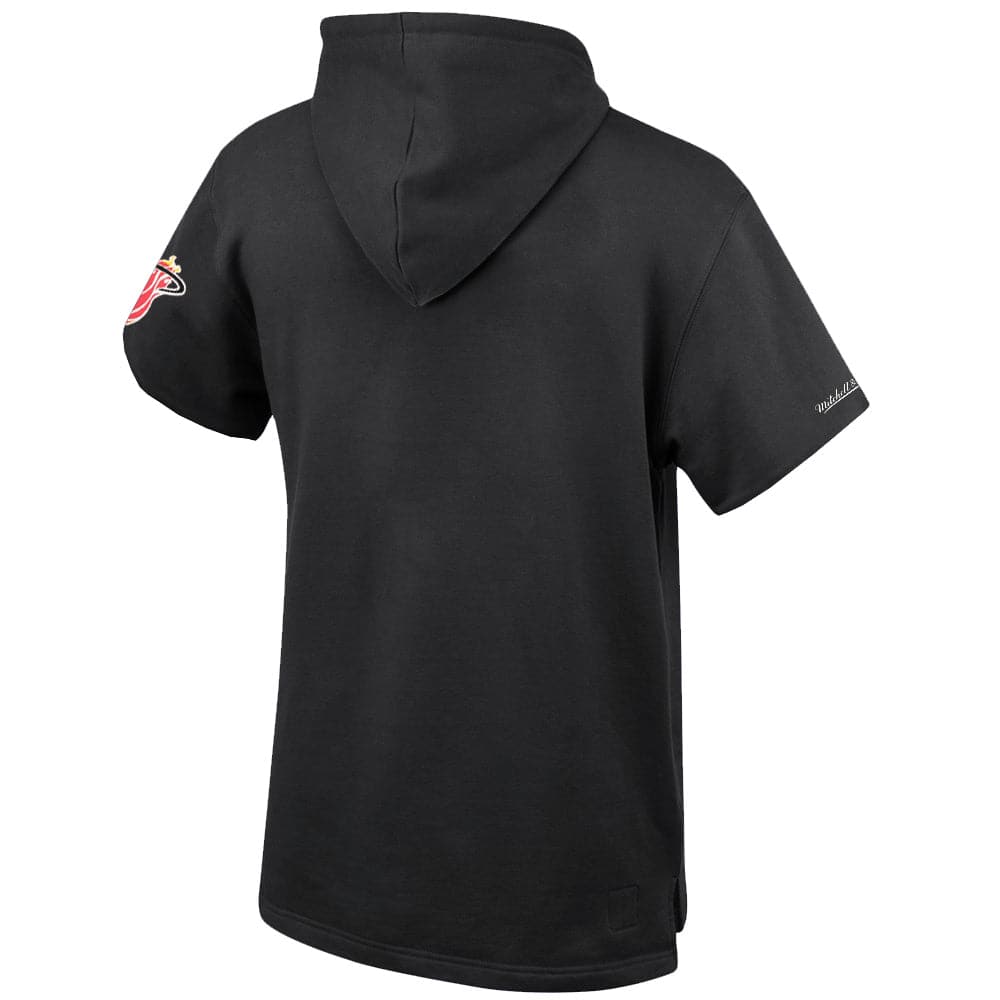 Mitchell And Ness Jumpers Miami Heat Mitchell & Ness NBA HWC French Terry Short Sleeve Hoodie Jumper - Black