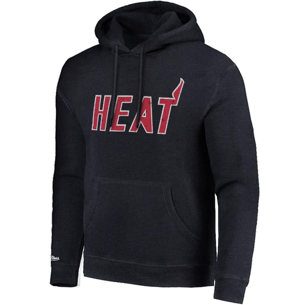 Mitchell And Ness Jumpers Miami Heat Mitchell & Ness NBA HWC Wordmark Vintage Hoodie Jumper - Faded Black