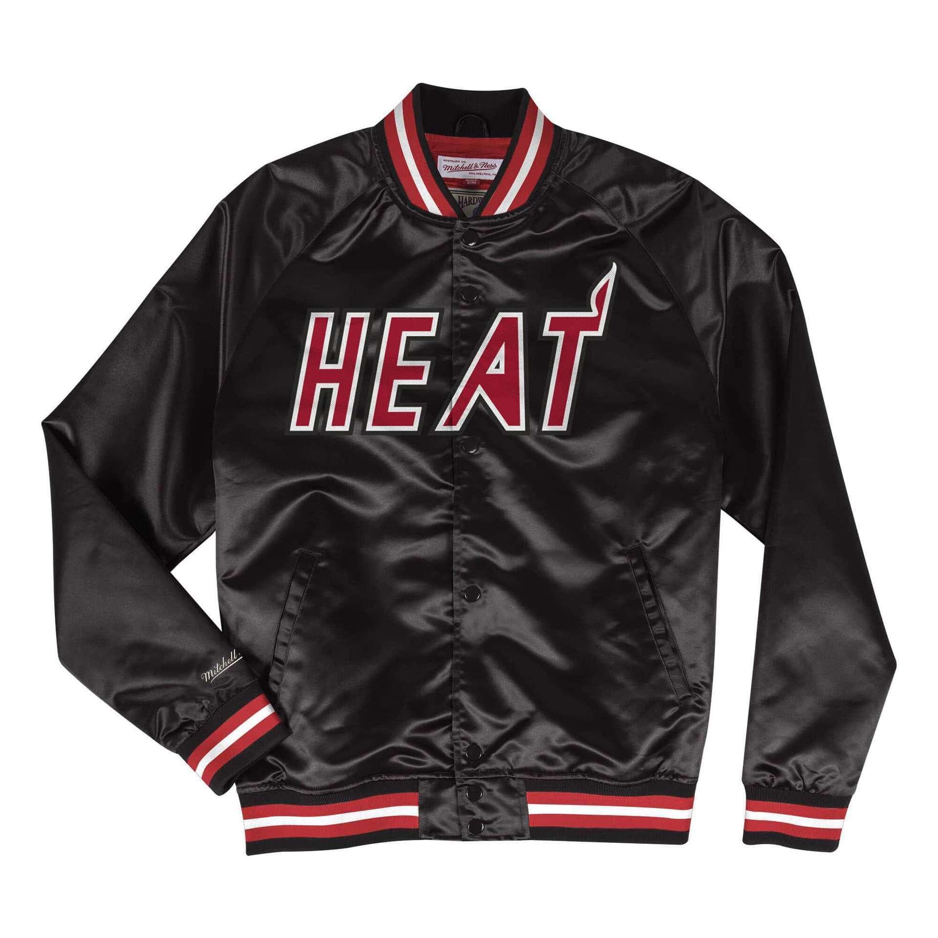 Mitchell And Ness Jackets Miami Heat Mitchell & Ness NBA Lightweight Satin Jacket - Black