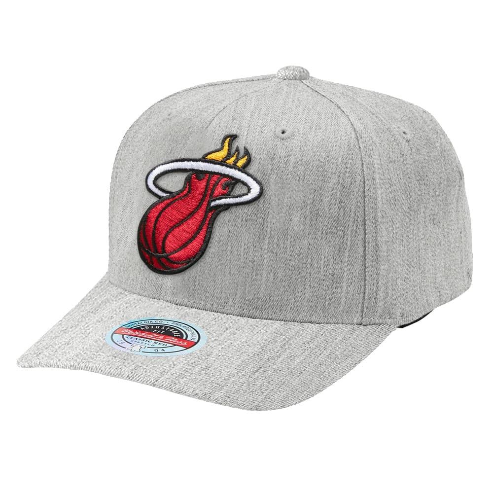 Mitchell And Ness Caps Miami Heat Mitchell & Ness NBA Team Curve Snapback Hat - Heather Grey