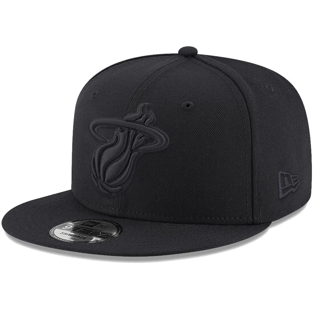 New Era Caps Miami Heat New Era NBA Black On Black 9FIFTY Snapback Hat