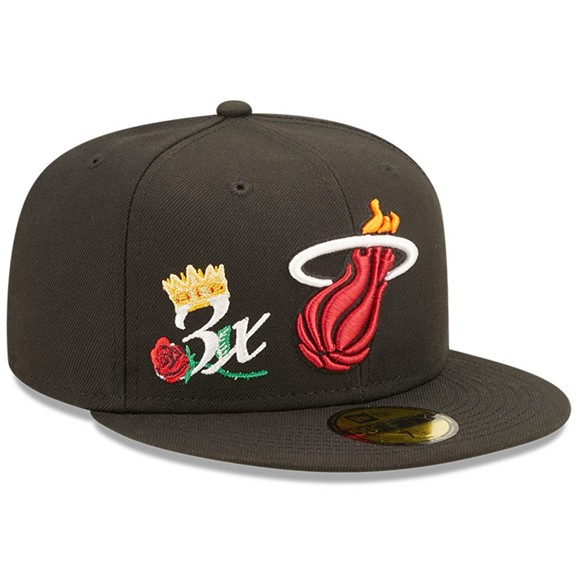 New Era Caps Miami Heat New Era NBA Crown Champs 59FIFTY Fitted Hat - Black