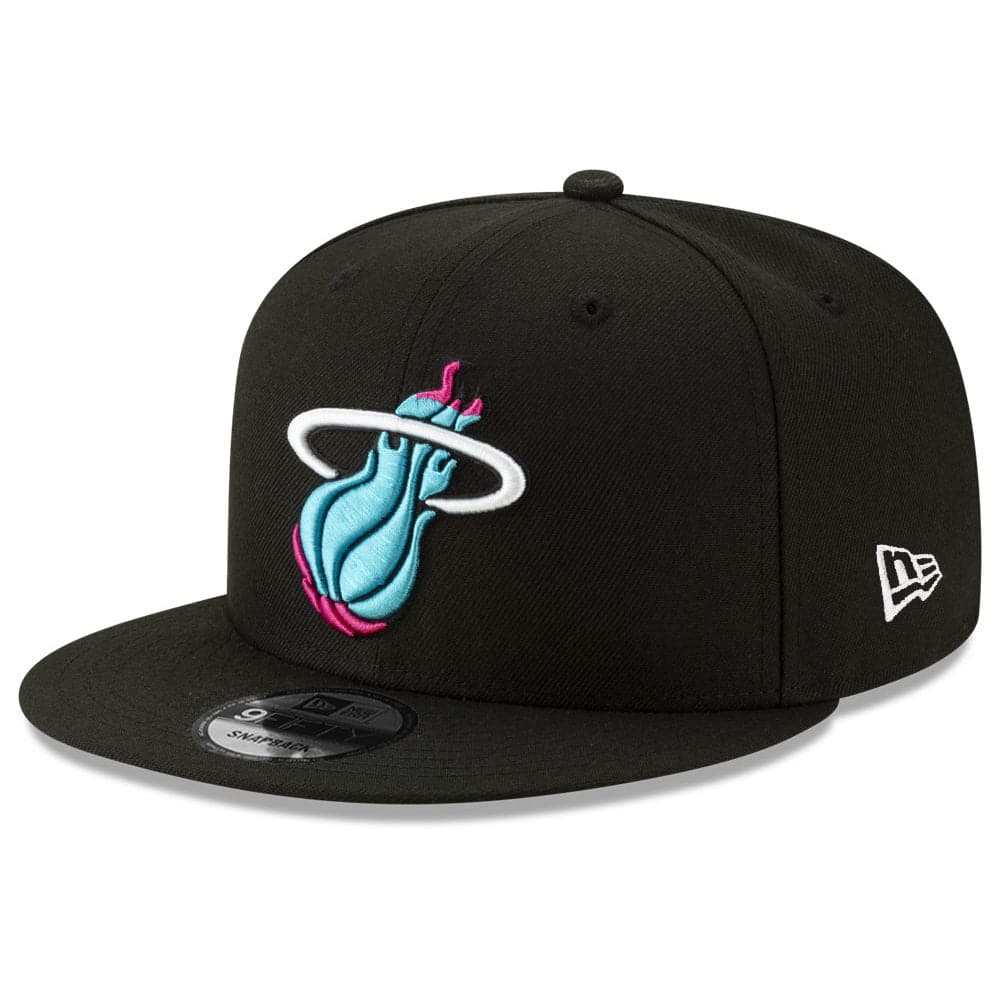 New Era Caps Miami Heat New Era NBA Teal Vice City Logo 9FIFTY Snapback Hat - Black