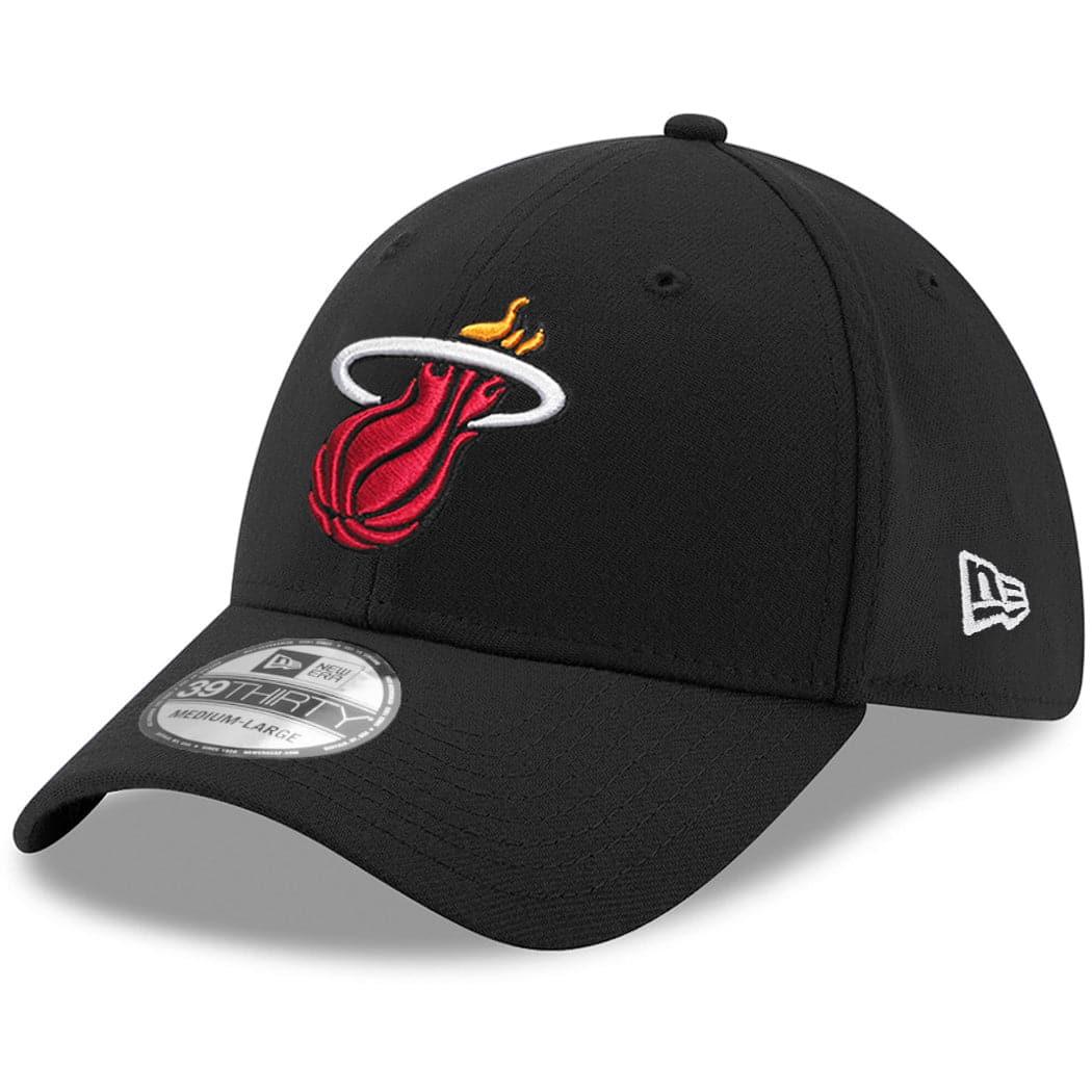 New Era Caps Miami Heat New Era NBA Team 39THIRTY Flex Fit Curve Hat - Black