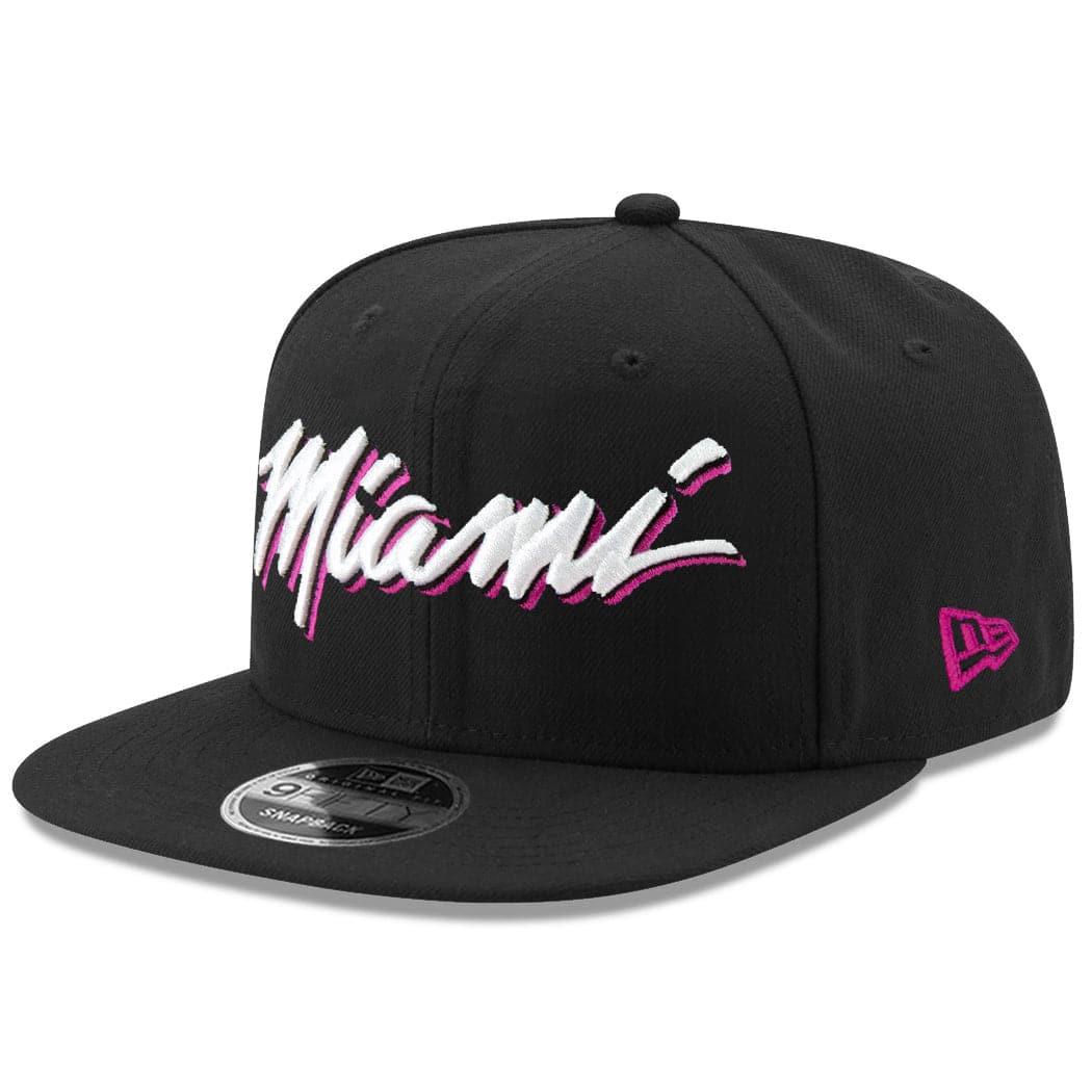 New Era Caps Miami Heat New Era NBA Vice Script OF 9FIFTY Snapback Hat - Black