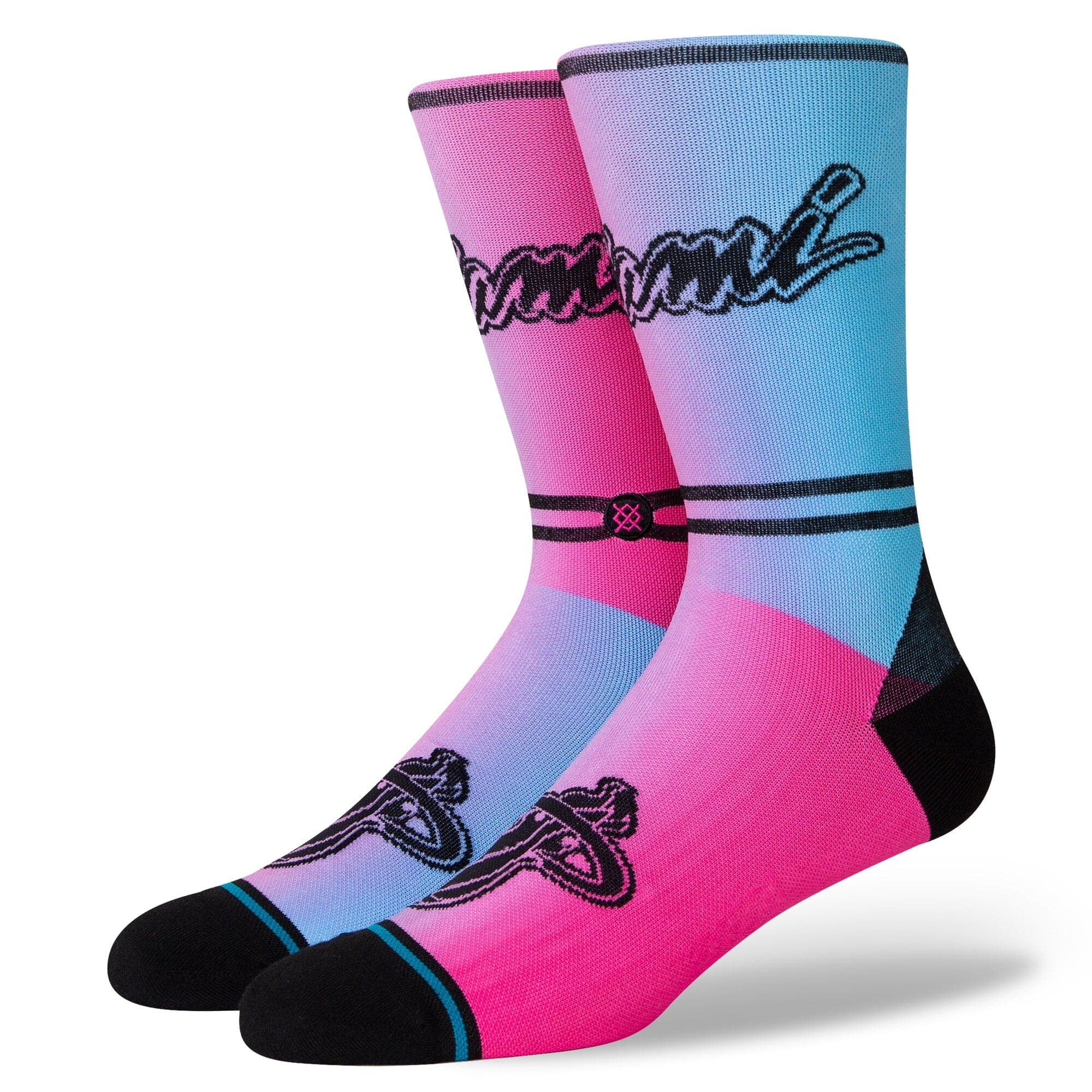 Stance Socks Miami Heat Stance NBA 20/21 City Edition Crew Socks - Pink/Blue
