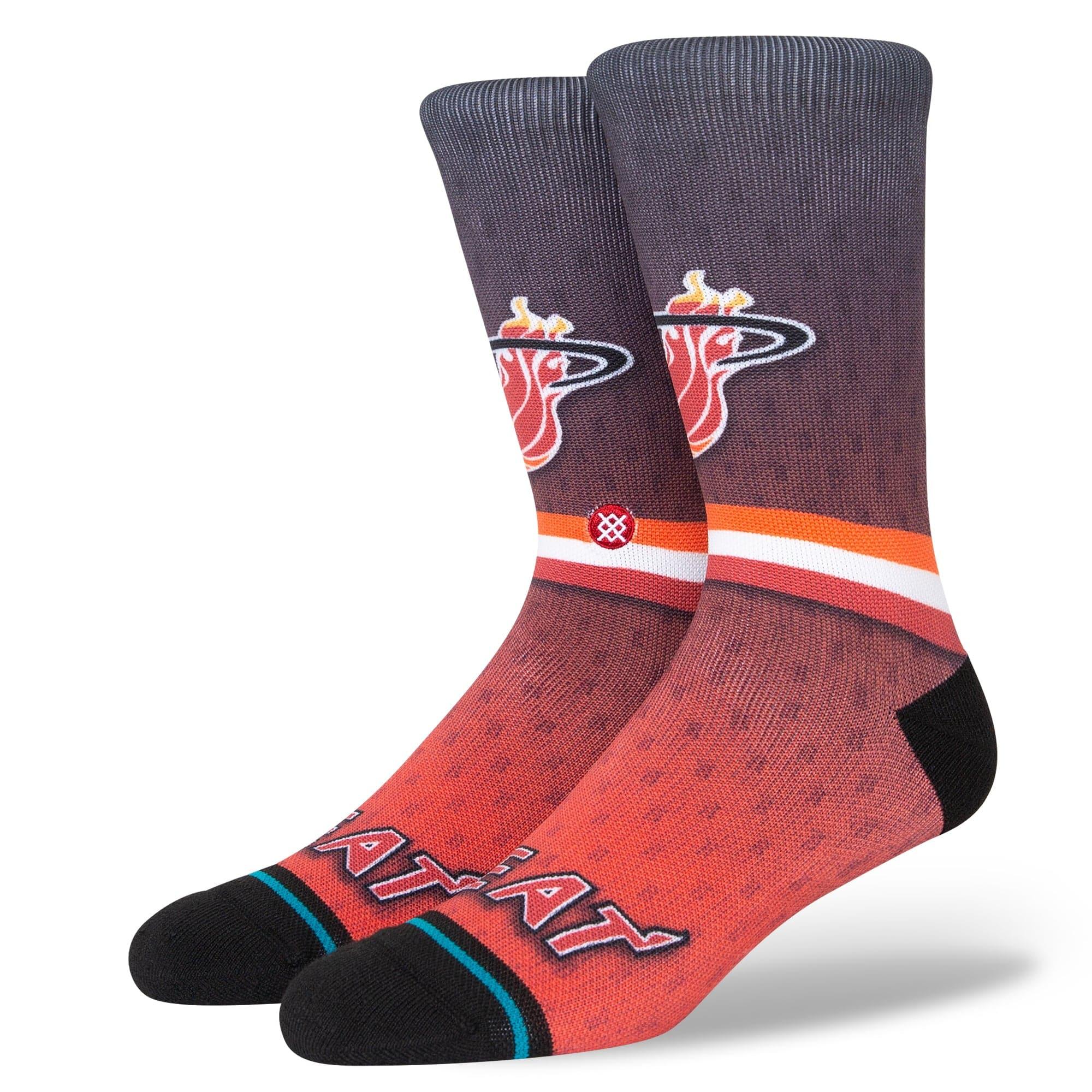 Stance Socks Large (9-12 US) Miami Heat Stance NBA HWC Logo Fader Crew Socks - Black