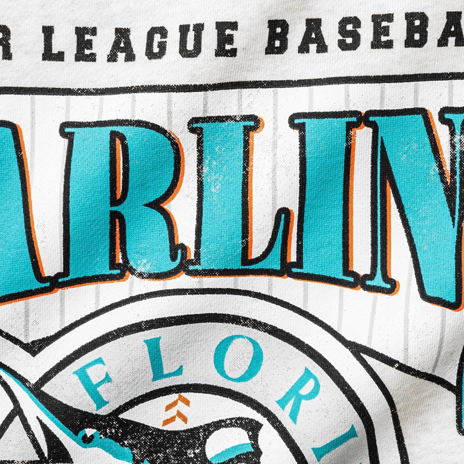 Majestic Athletic Jumpers Miami Marlins Majestic MLB Throwback Arch Vintage Crew Jumper - White Marle