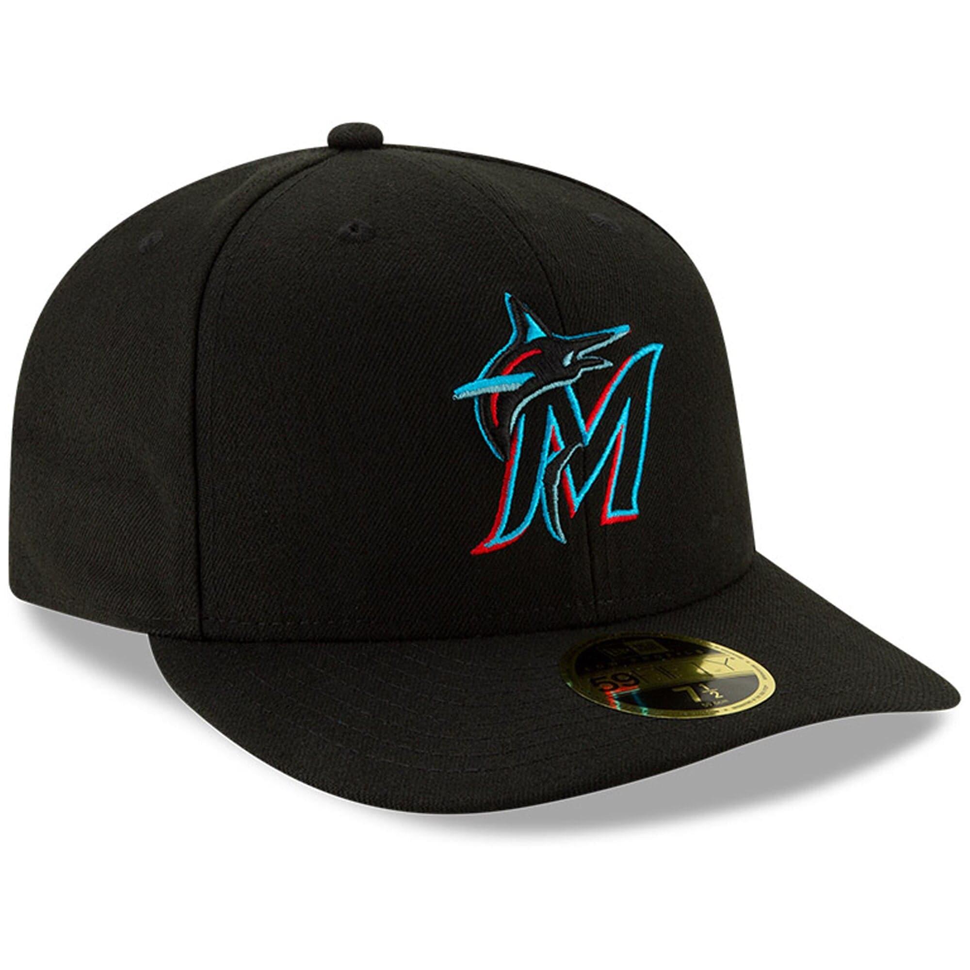 New Era Caps Miami Marlins New Era MLB AC On-Field Game Low Profile 59FIFTY Fitted Hat - Black