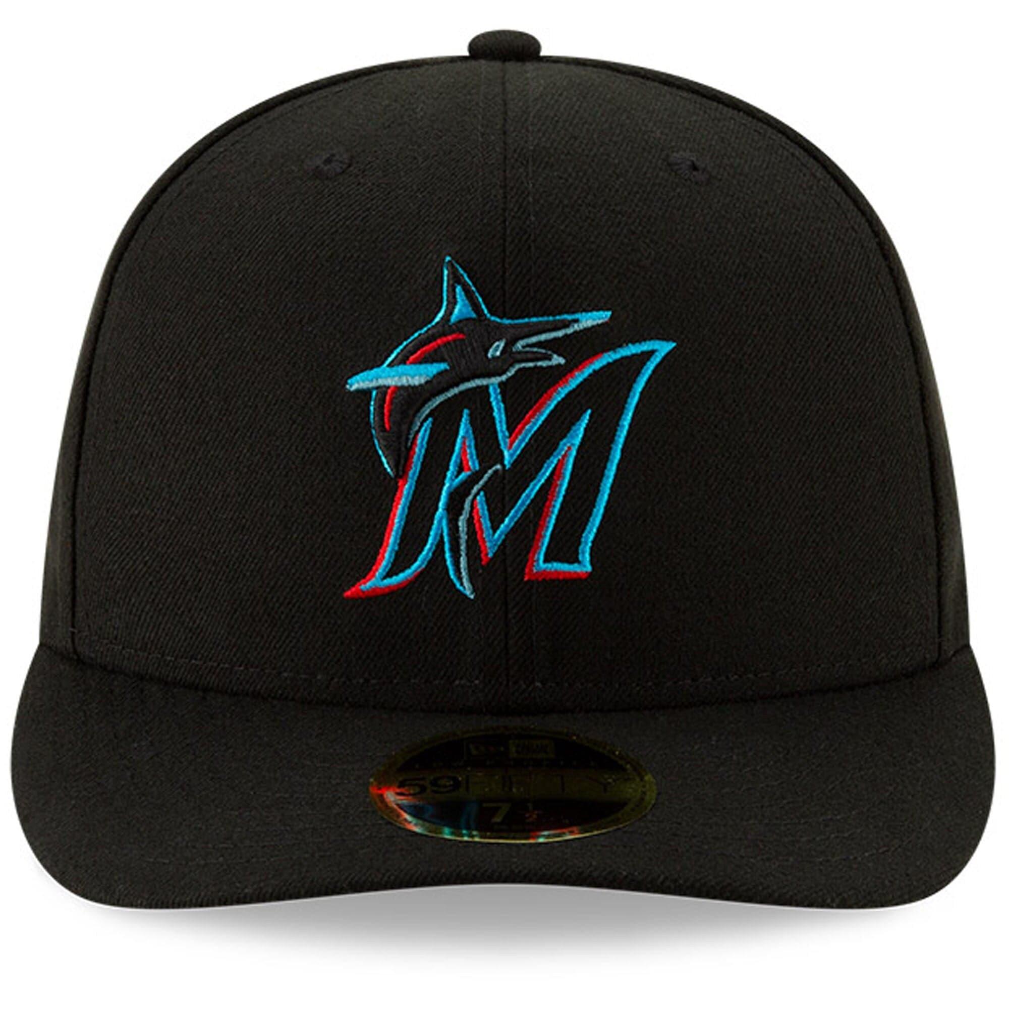 New Era Caps Miami Marlins New Era MLB AC On-Field Game Low Profile 59FIFTY Fitted Hat - Black