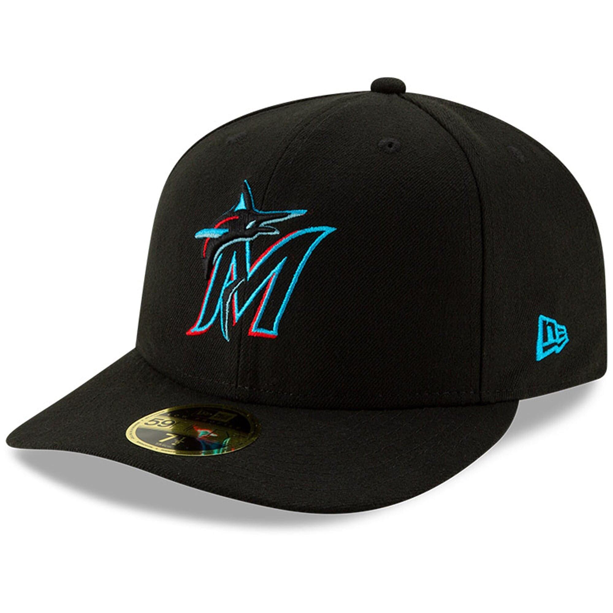 New Era Caps Miami Marlins New Era MLB AC On-Field Game Low Profile 59FIFTY Fitted Hat - Black