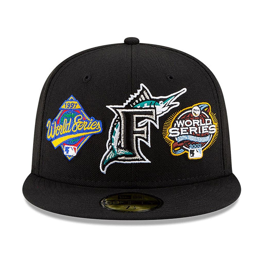 New Era Caps Miami Marlins New Era MLB Champions Patch 59FIFTY Fitted Hat - Black
